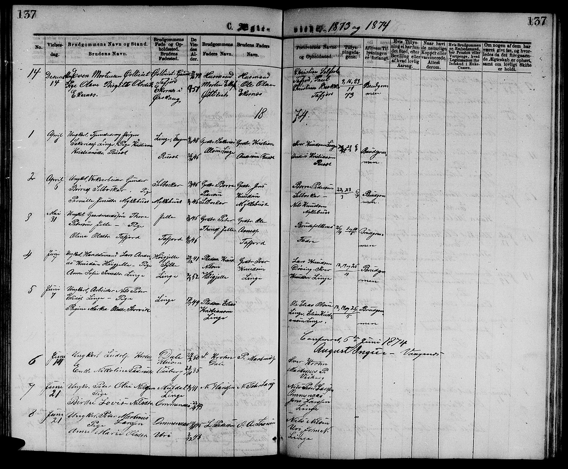 Ministerialprotokoller, klokkerbøker og fødselsregistre - Møre og Romsdal, AV/SAT-A-1454/519/L0262: Klokkerbok nr. 519C03, 1866-1884, s. 137