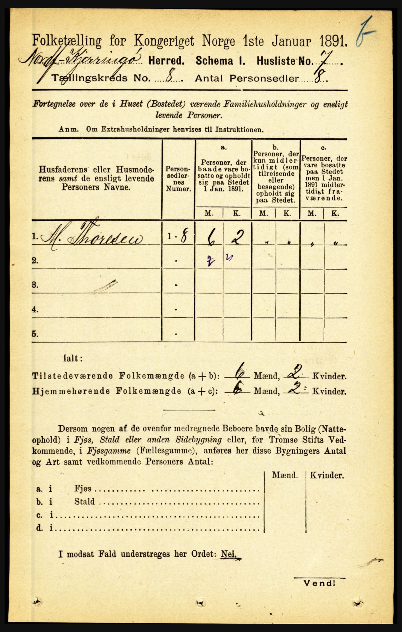 RA, Folketelling 1891 for 1846 Nordfold-Kjerringøy herred, 1891, s. 1922