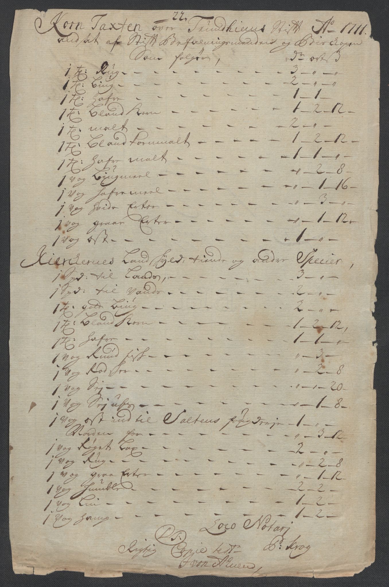 Rentekammeret inntil 1814, Reviderte regnskaper, Fogderegnskap, AV/RA-EA-4092/R60/L3961: Fogderegnskap Orkdal og Gauldal, 1711, s. 250