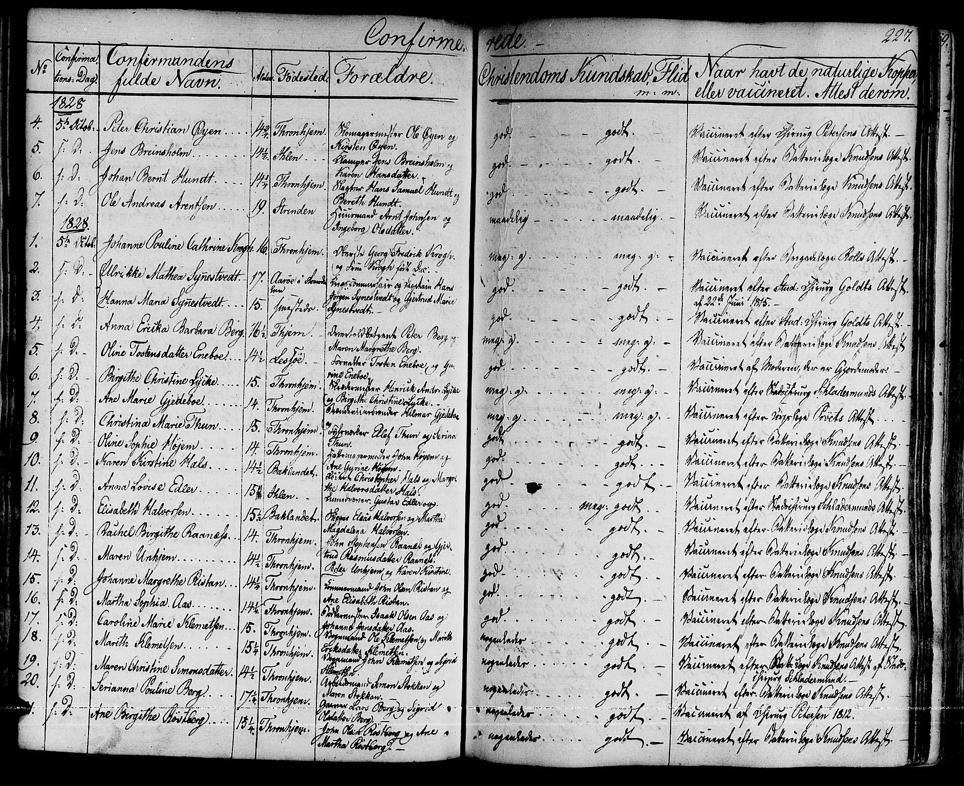 Ministerialprotokoller, klokkerbøker og fødselsregistre - Sør-Trøndelag, SAT/A-1456/601/L0045: Ministerialbok nr. 601A13, 1821-1831, s. 227
