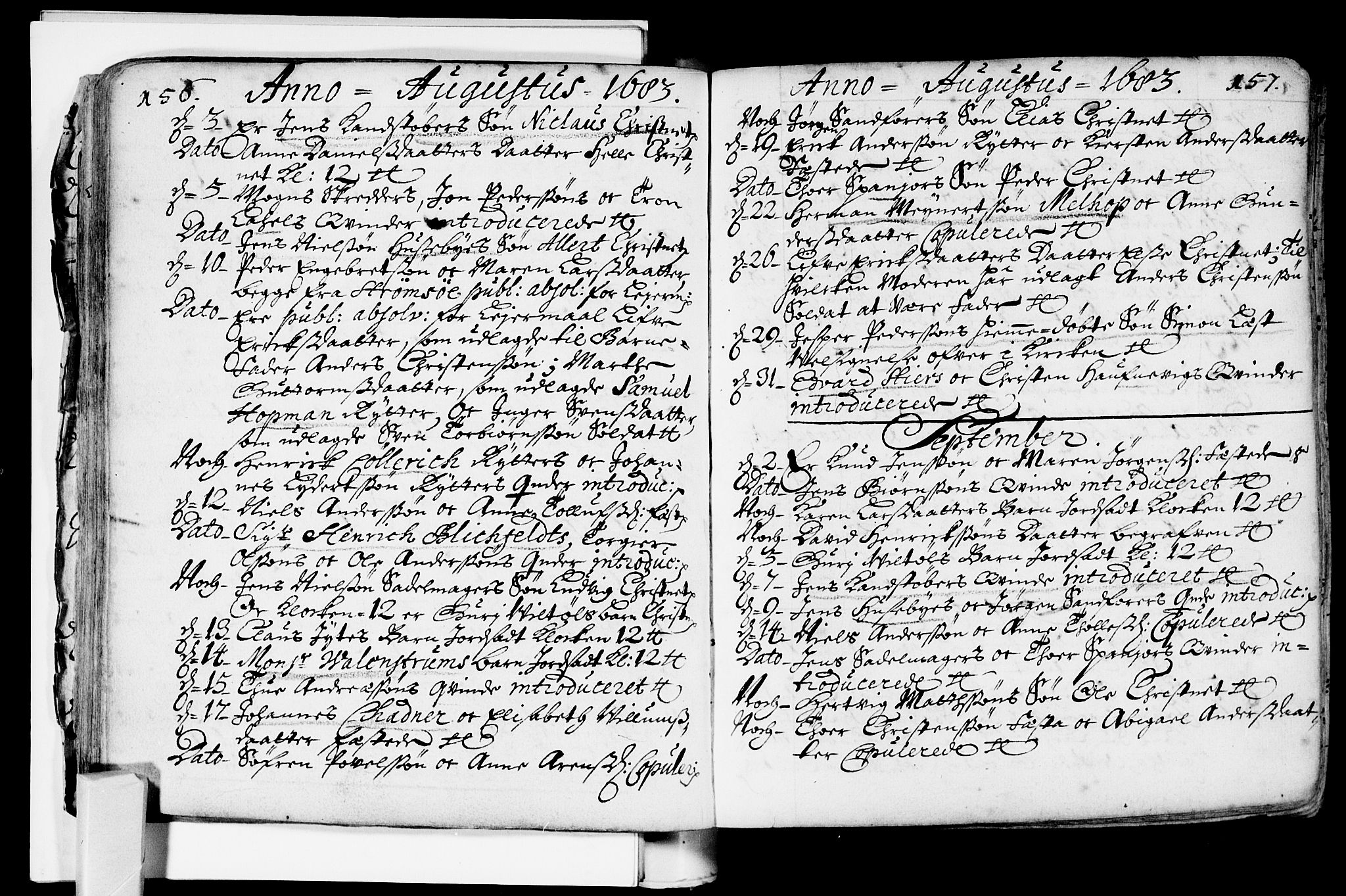 Bragernes kirkebøker, SAKO/A-6/F/Fa/L0002: Ministerialbok nr. I 2, 1680-1705, s. 156-157