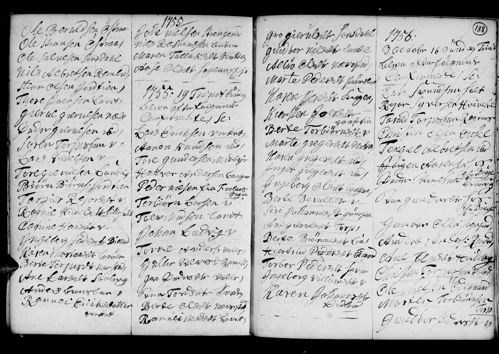 Holt sokneprestkontor, AV/SAK-1111-0021/F/Fb/L0005: Klokkerbok nr. B 5, 1746-1764, s. 188