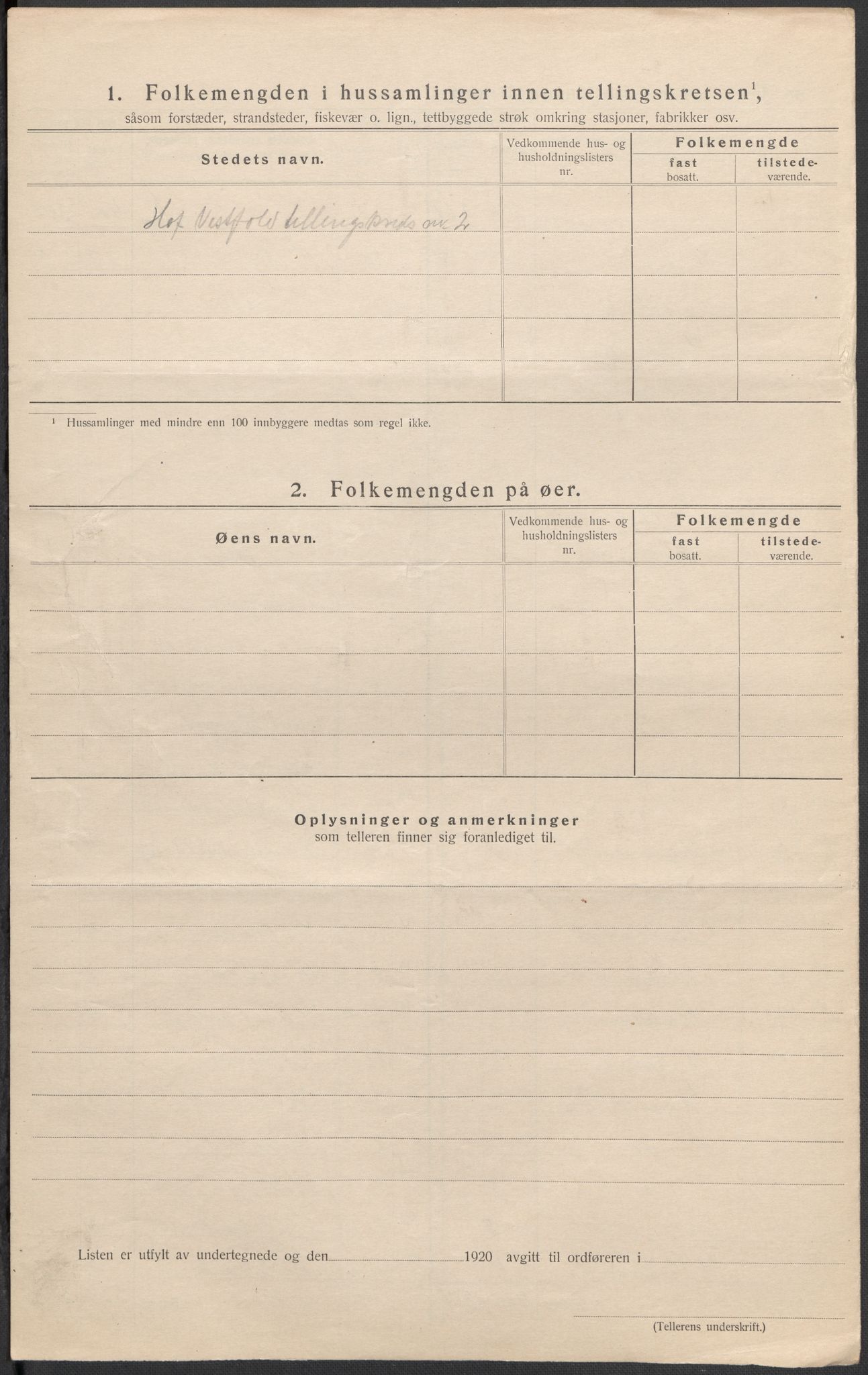 SAKO, Folketelling 1920 for 0714 Hof herred, 1920, s. 11