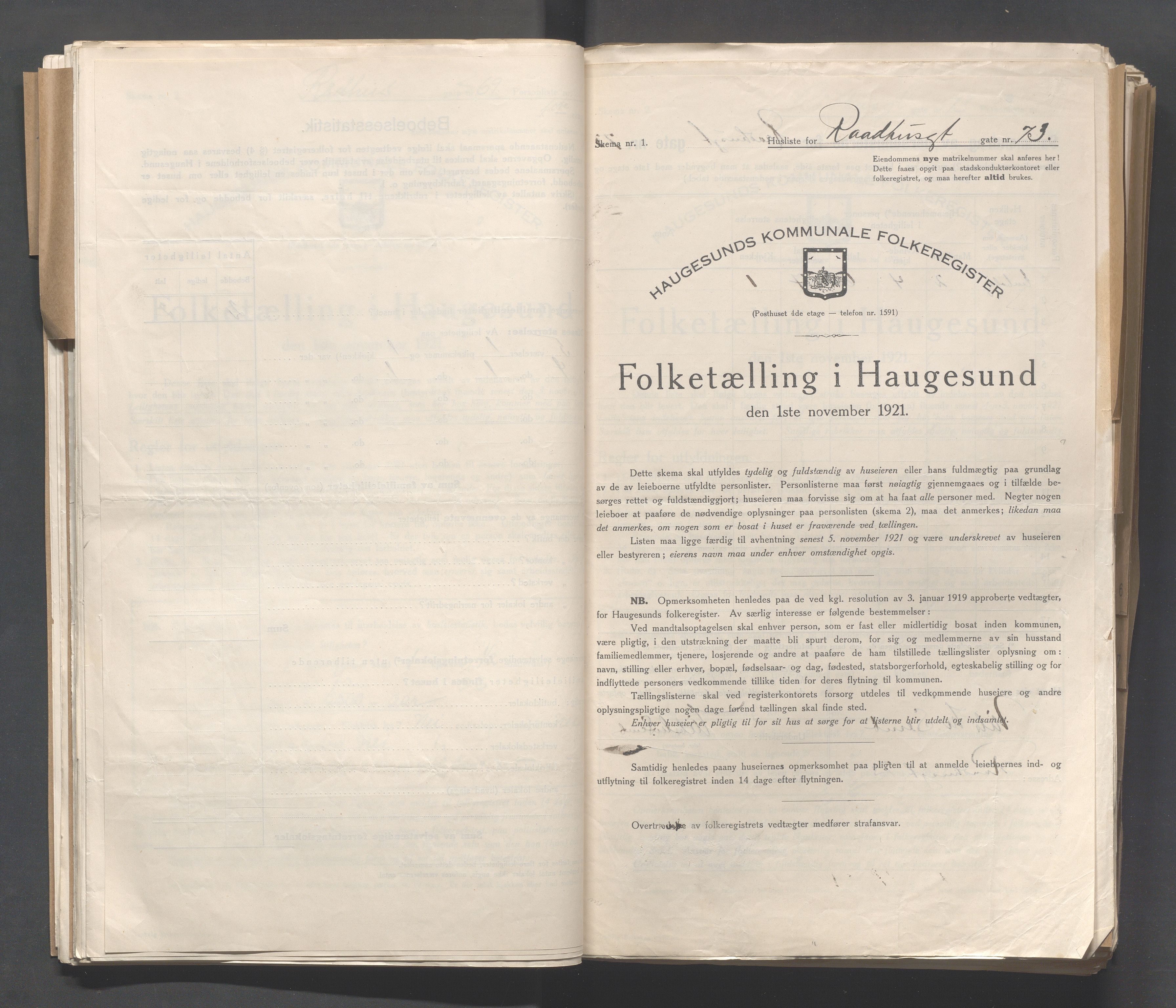 IKAR, Kommunal folketelling 1.11.1921 for Haugesund, 1921, s. 3253