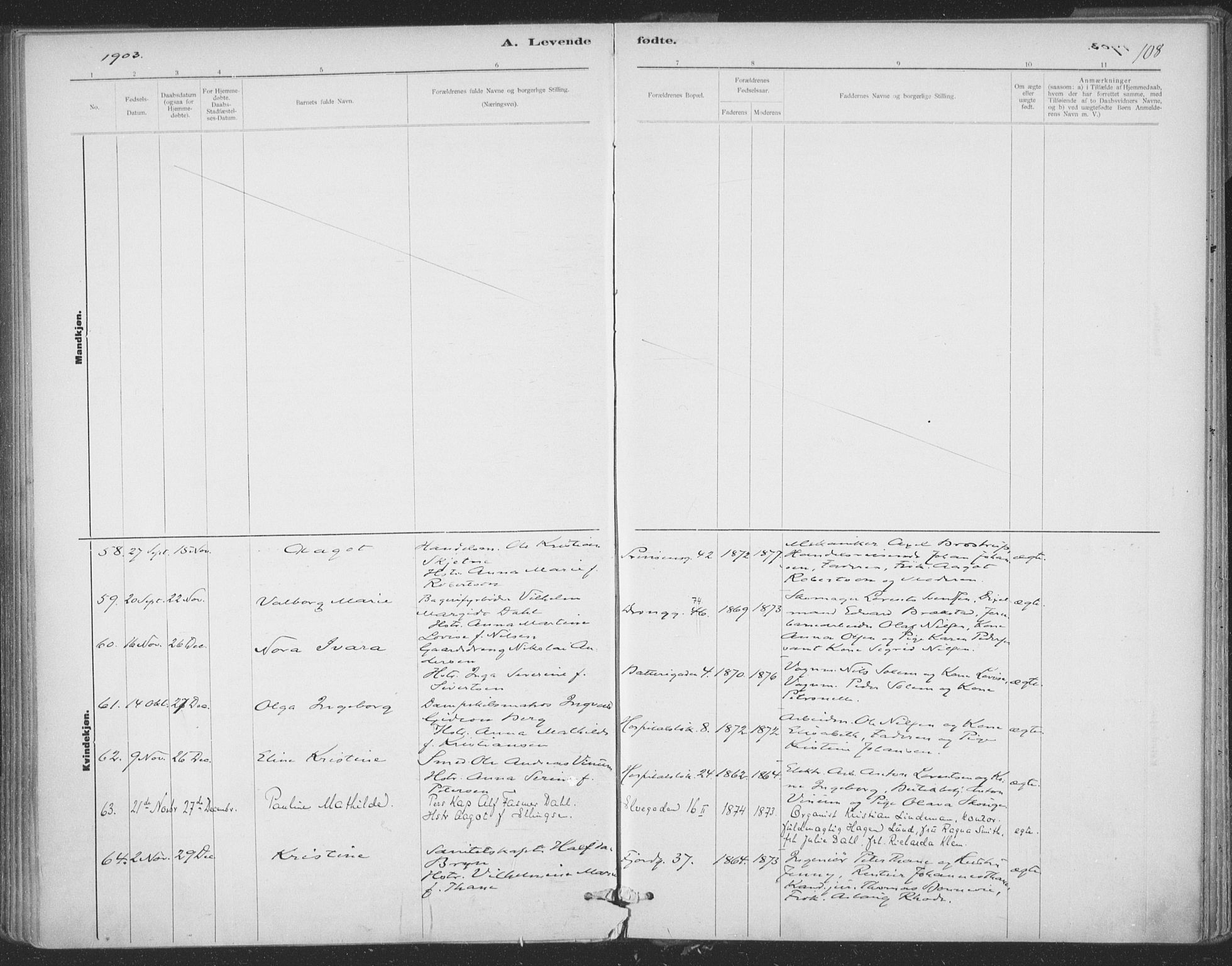 Ministerialprotokoller, klokkerbøker og fødselsregistre - Sør-Trøndelag, SAT/A-1456/602/L0122: Ministerialbok nr. 602A20, 1892-1908, s. 108