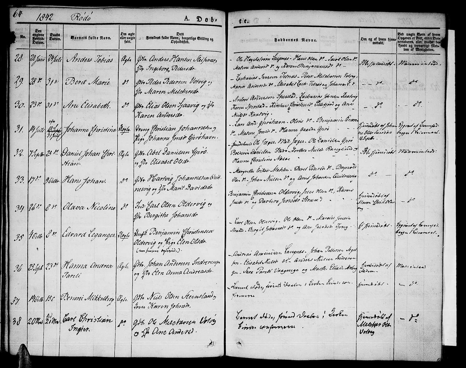 Ministerialprotokoller, klokkerbøker og fødselsregistre - Nordland, AV/SAT-A-1459/841/L0598: Ministerialbok nr. 841A06 /1, 1825-1844, s. 64