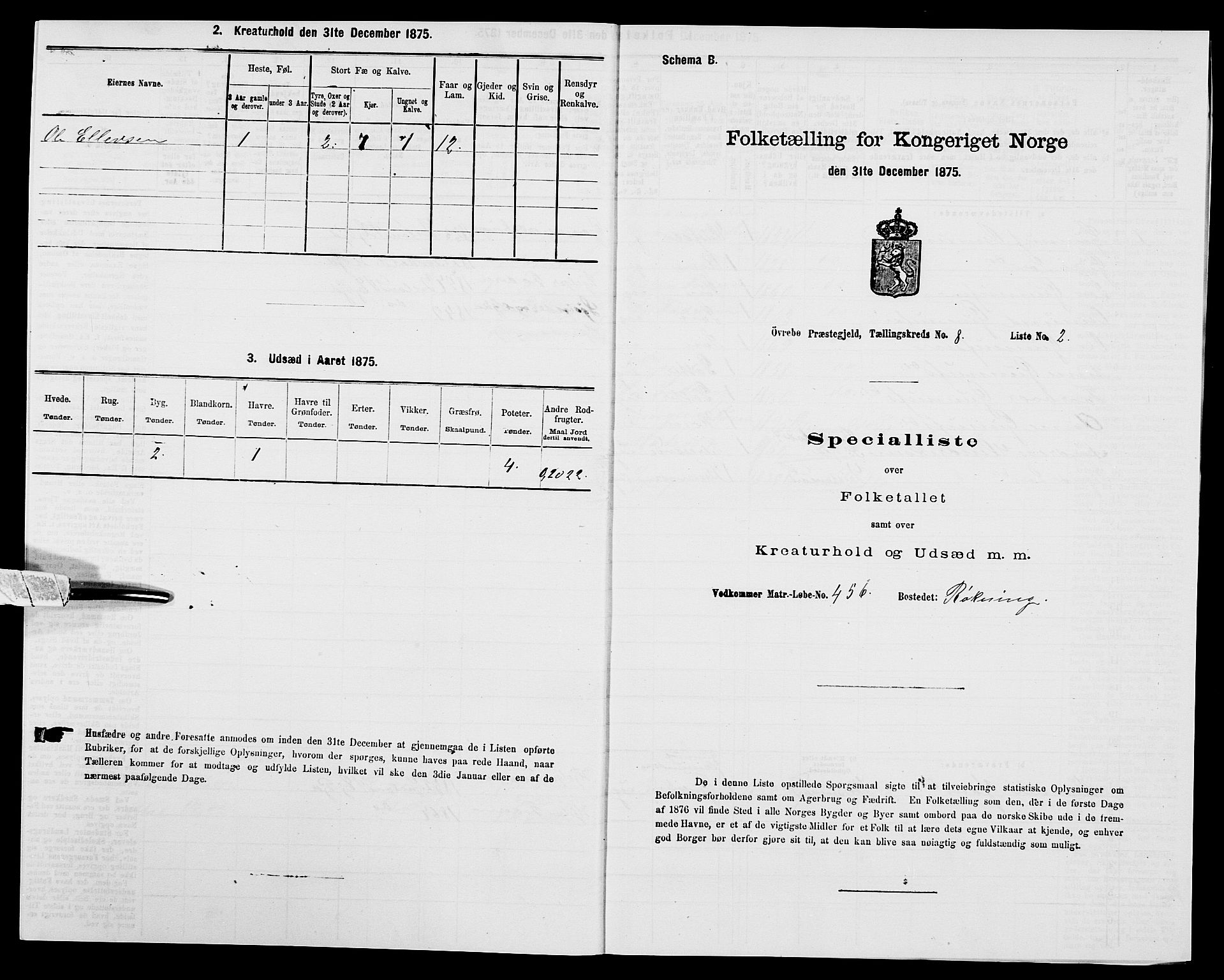 SAK, Folketelling 1875 for 1016P Øvrebø prestegjeld, 1875, s. 1004