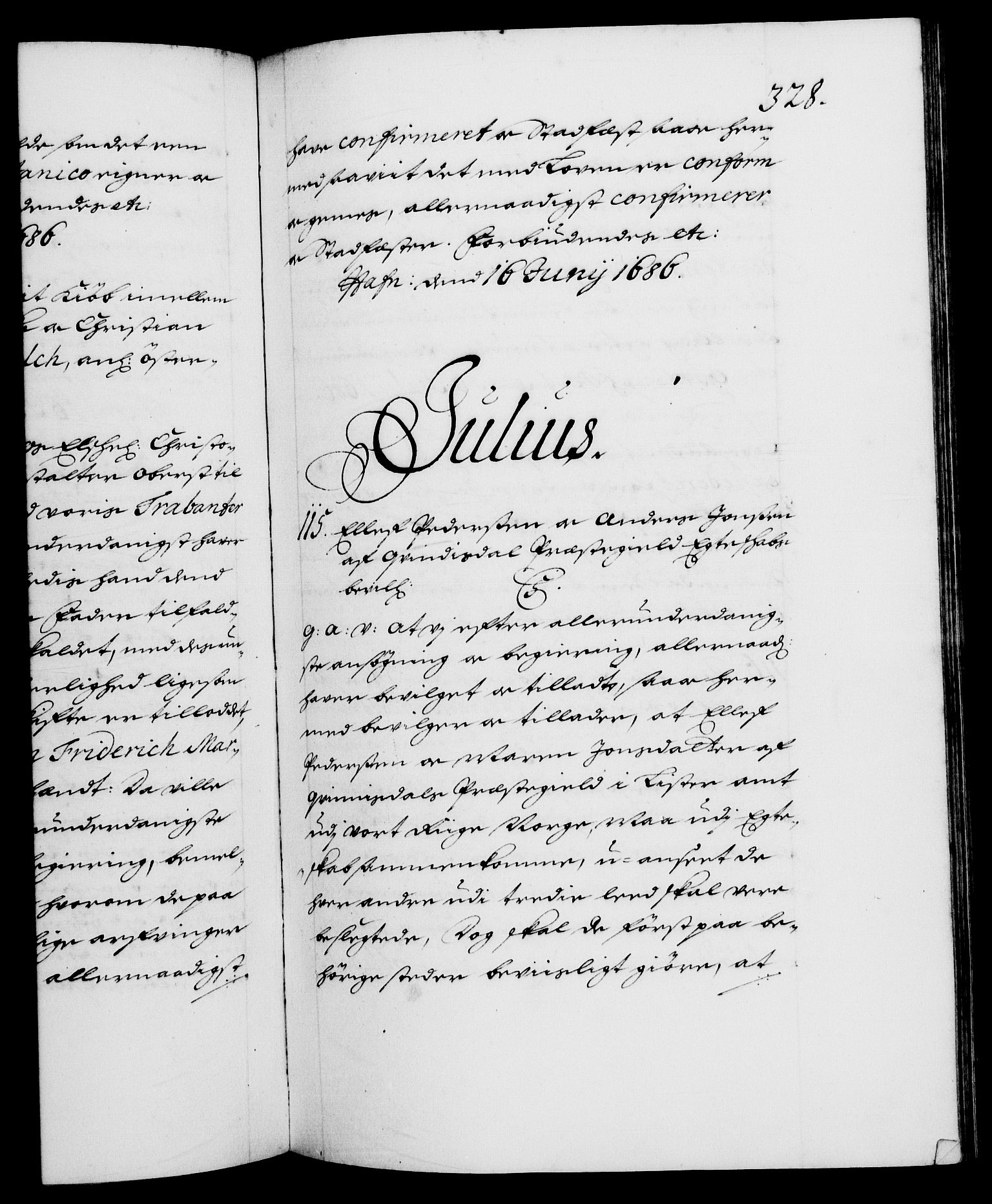 Danske Kanselli 1572-1799, AV/RA-EA-3023/F/Fc/Fca/Fcaa/L0014: Norske registre (mikrofilm), 1685-1687, s. 328a