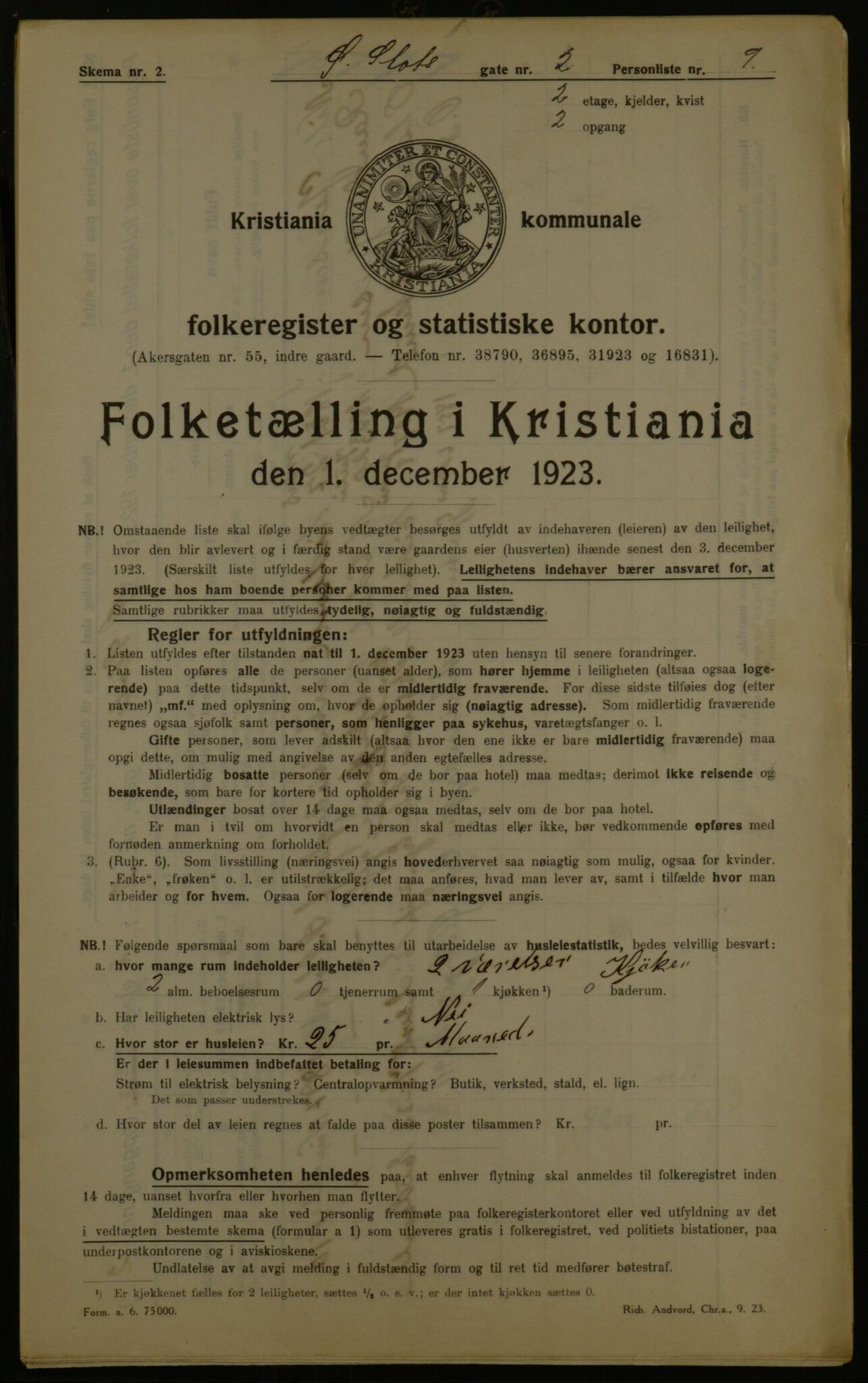 OBA, Kommunal folketelling 1.12.1923 for Kristiania, 1923, s. 143138