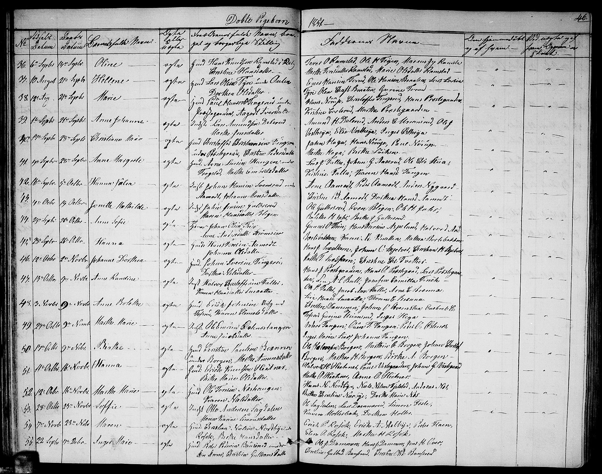 Fet prestekontor Kirkebøker, AV/SAO-A-10370a/G/Ga/L0002: Klokkerbok nr. I 2, 1843-1859, s. 46