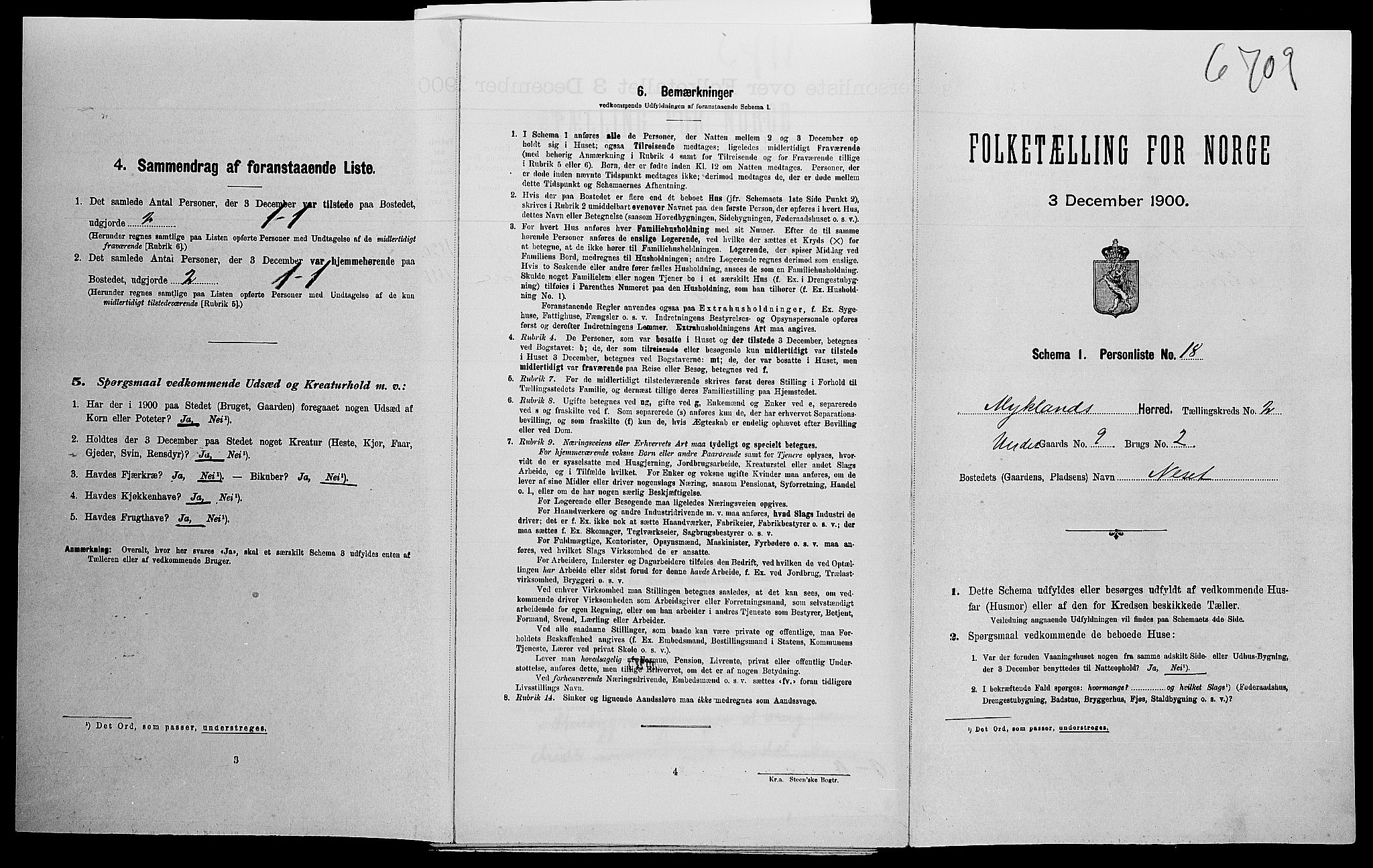 SAK, Folketelling 1900 for 0932 Mykland herred, 1900, s. 119