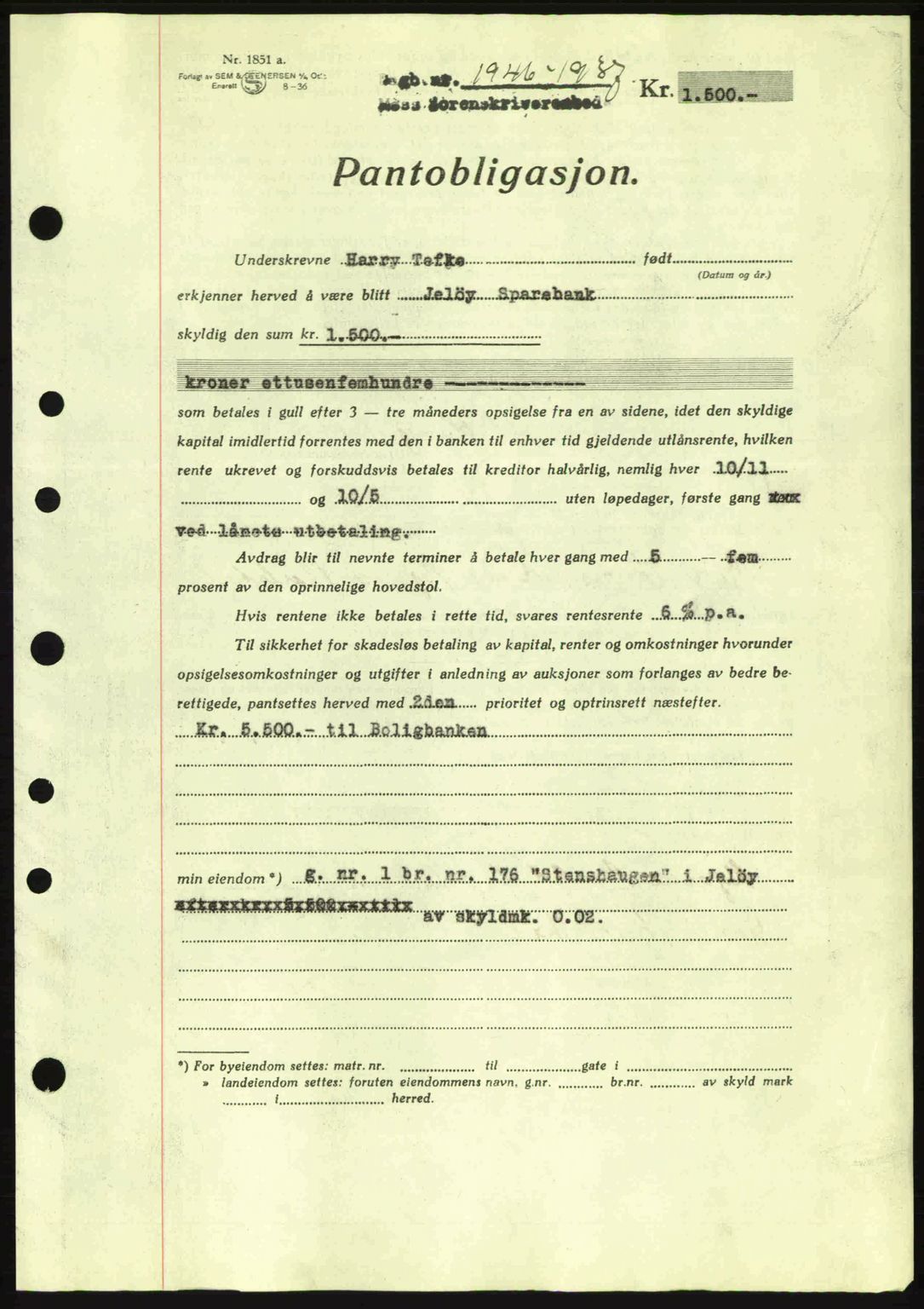 Moss sorenskriveri, SAO/A-10168: Pantebok nr. B4, 1937-1938, Dagboknr: 1946/1937