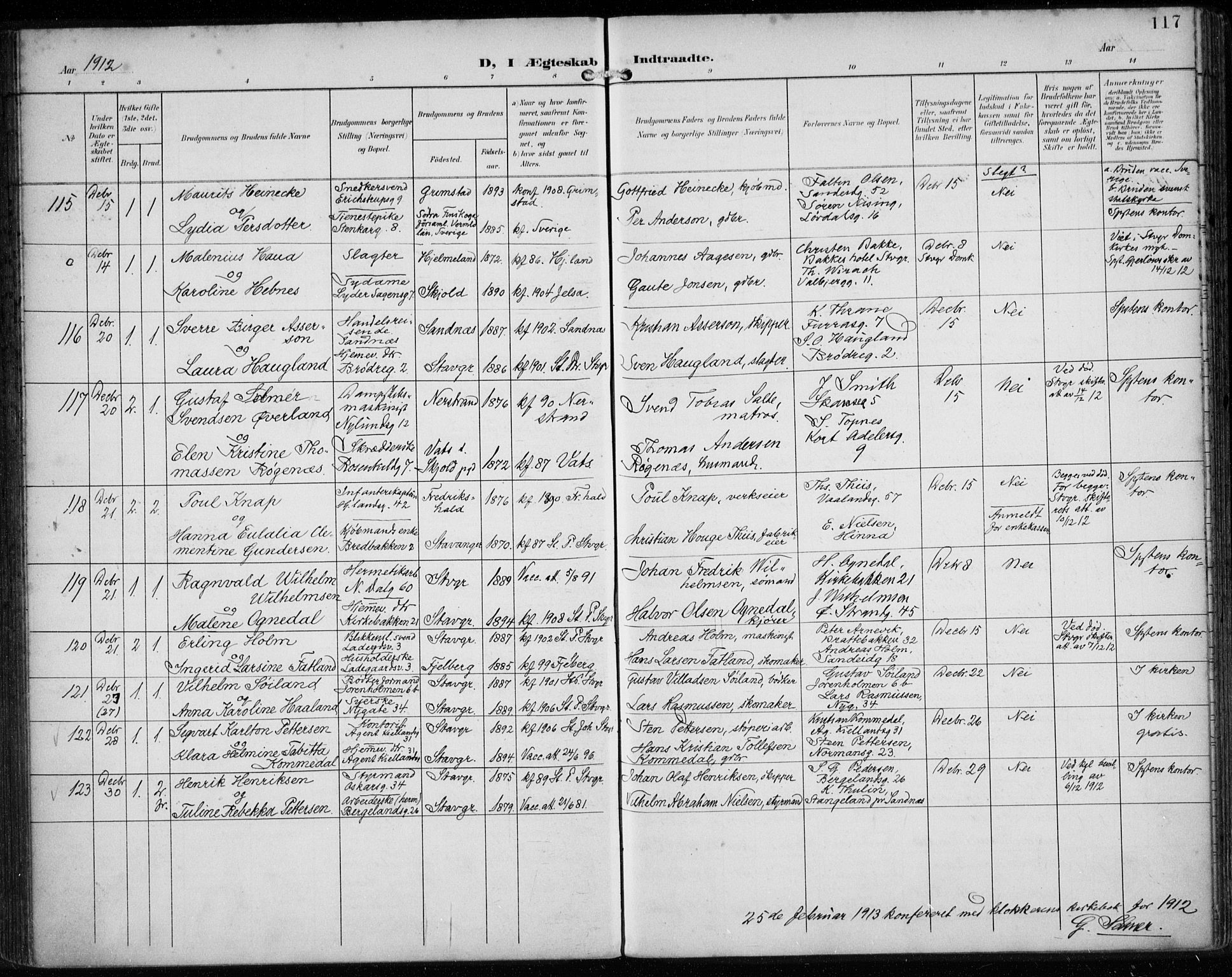 St. Petri sokneprestkontor, AV/SAST-A-101813/002/A/L0003: Ministerialbok nr. A 24, 1900-1921, s. 117