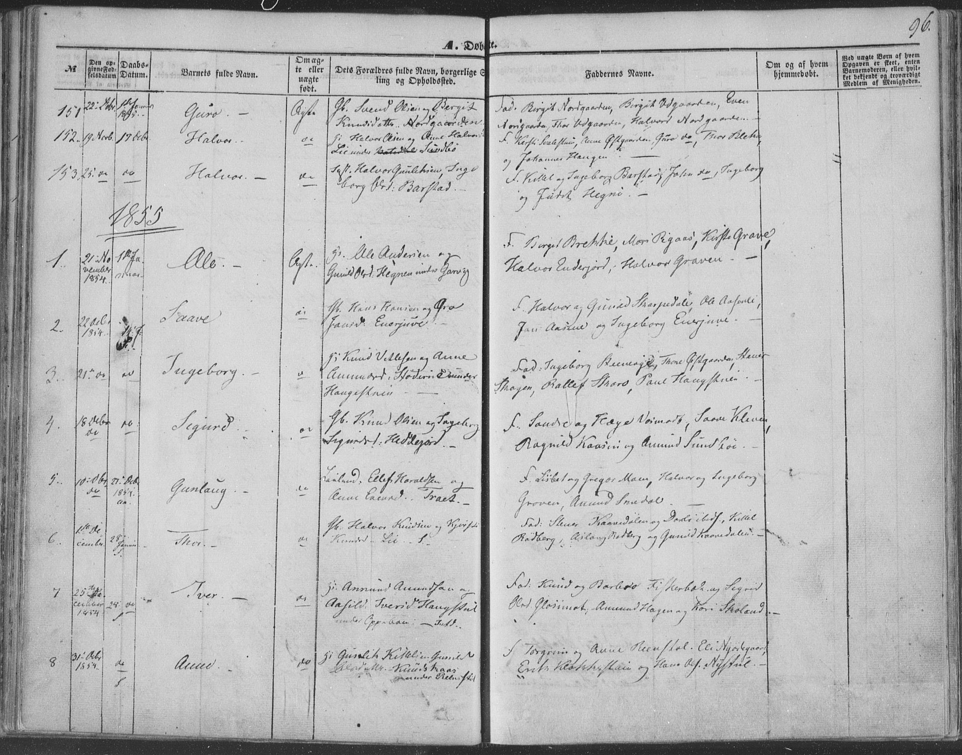 Seljord kirkebøker, AV/SAKO-A-20/F/Fa/L012a: Ministerialbok nr. I 12A, 1850-1865, s. 96