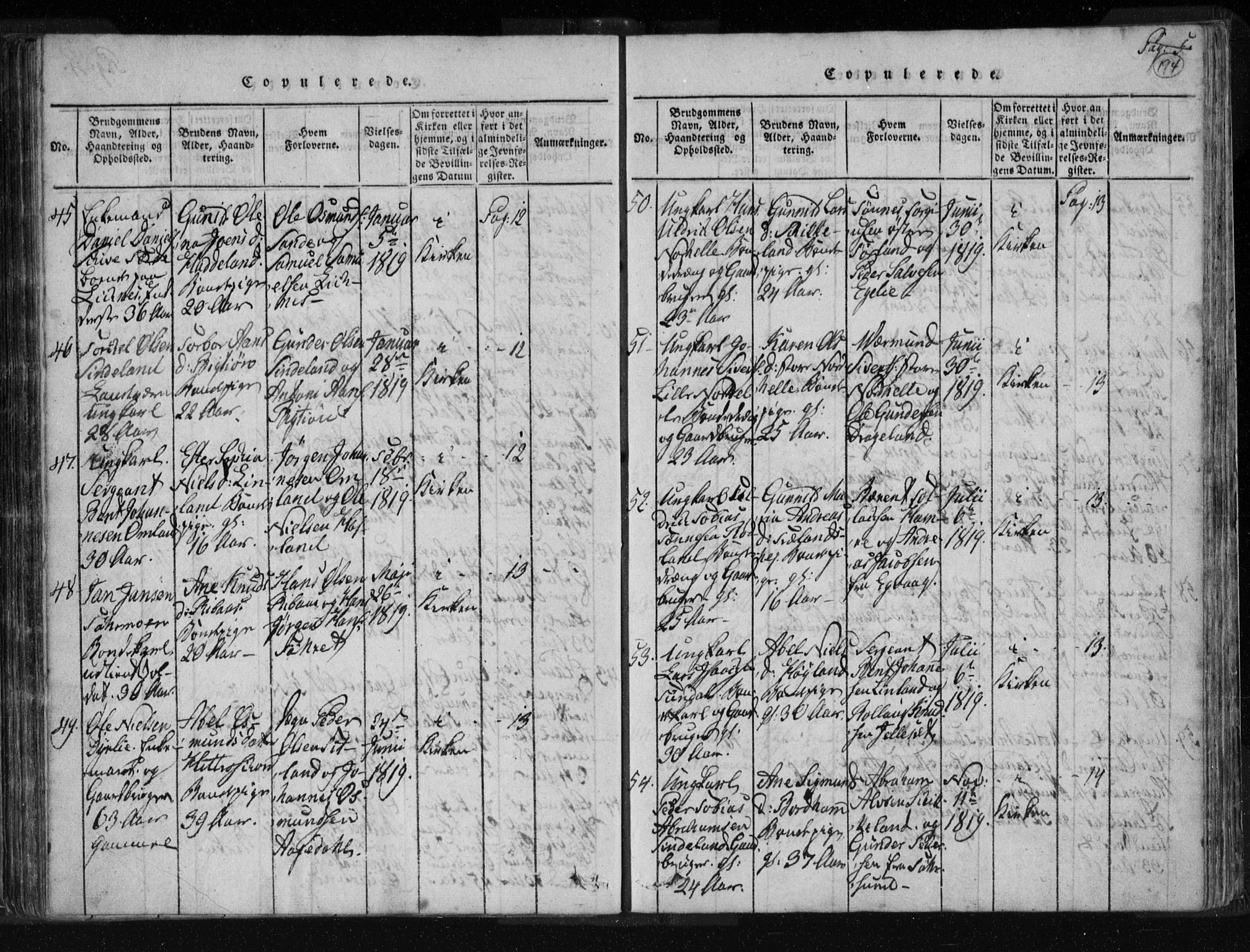 Kvinesdal sokneprestkontor, SAK/1111-0026/F/Fa/Fab/L0003: Ministerialbok nr. A 3, 1815-1829, s. 194