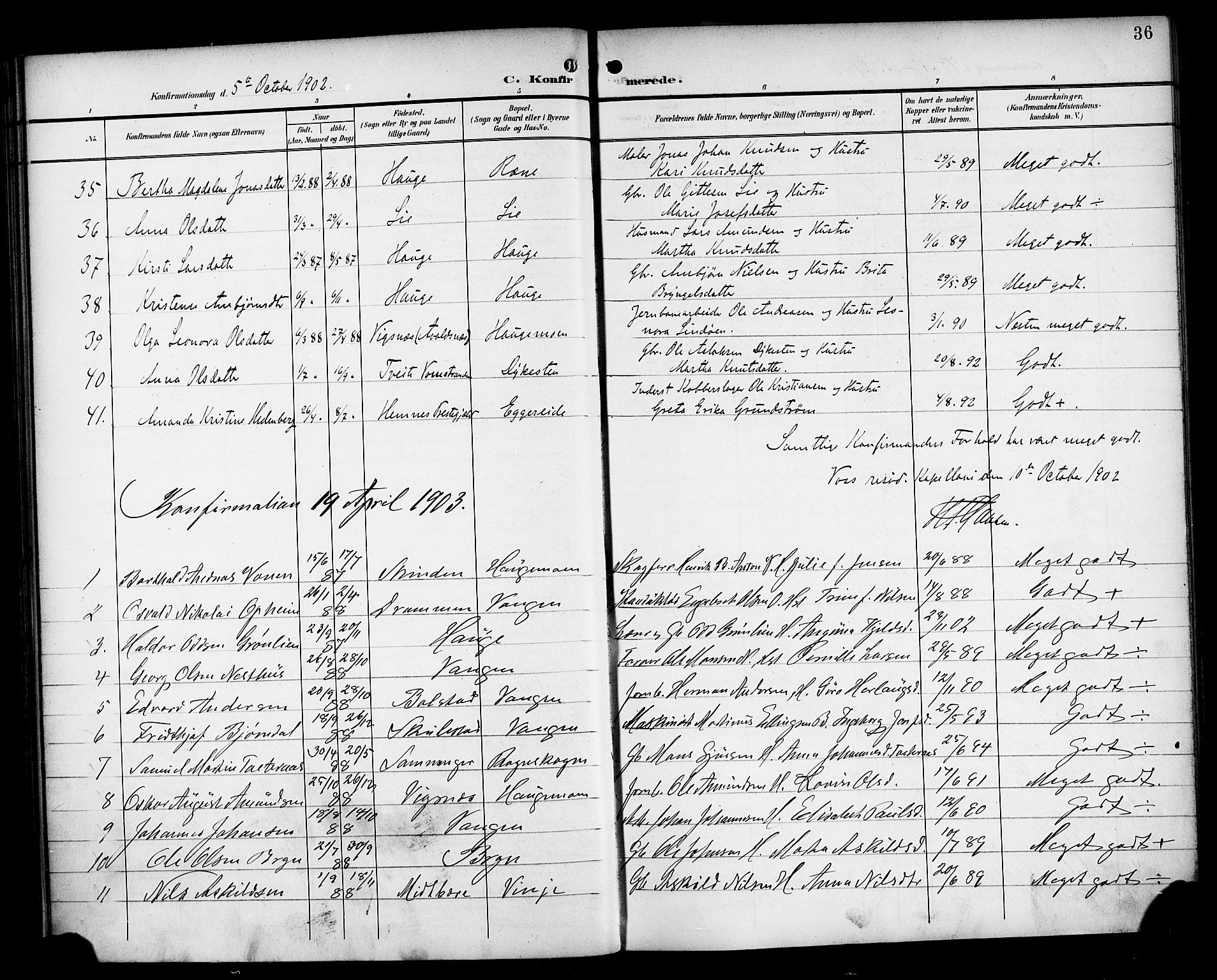 Voss sokneprestembete, AV/SAB-A-79001/H/Haa: Ministerialbok nr. B 2, 1899-1922, s. 36