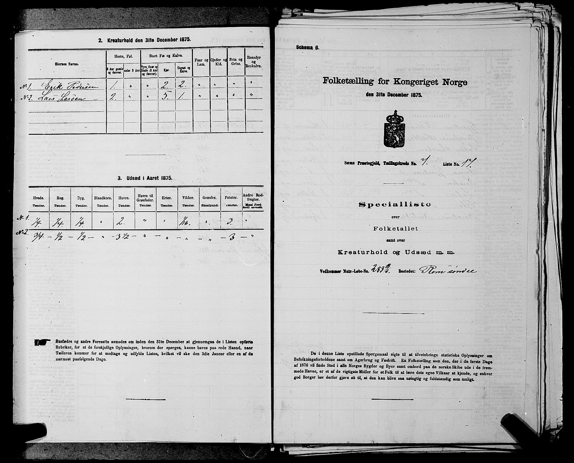 SAKO, Folketelling 1875 for 0721P Sem prestegjeld, 1875, s. 1165