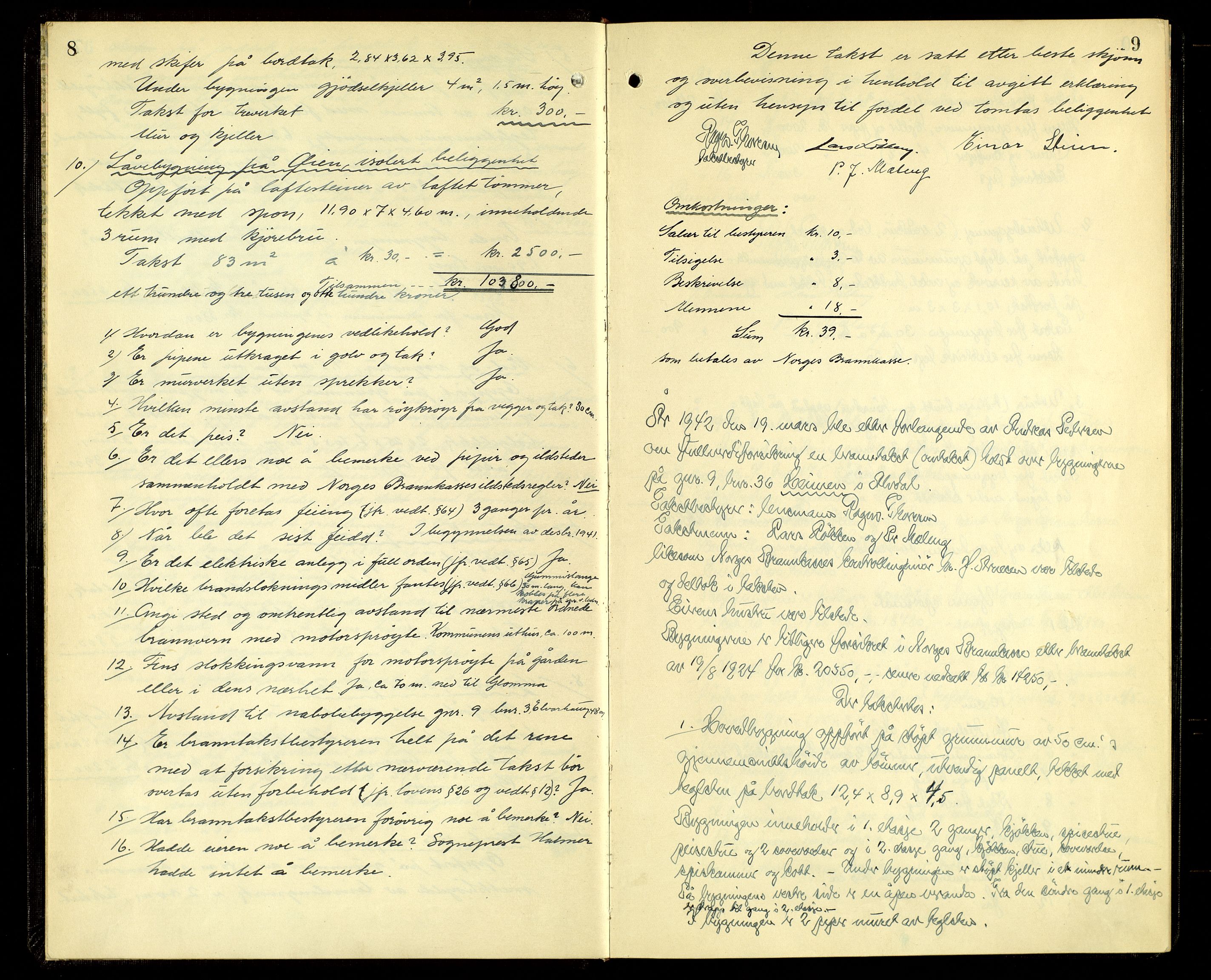 Norges Brannkasse, Alvdal og Folldal, AV/SAH-NBRANA-026/F/L0003: Branntakstprotokoll, 1941-1954, s. 8-9
