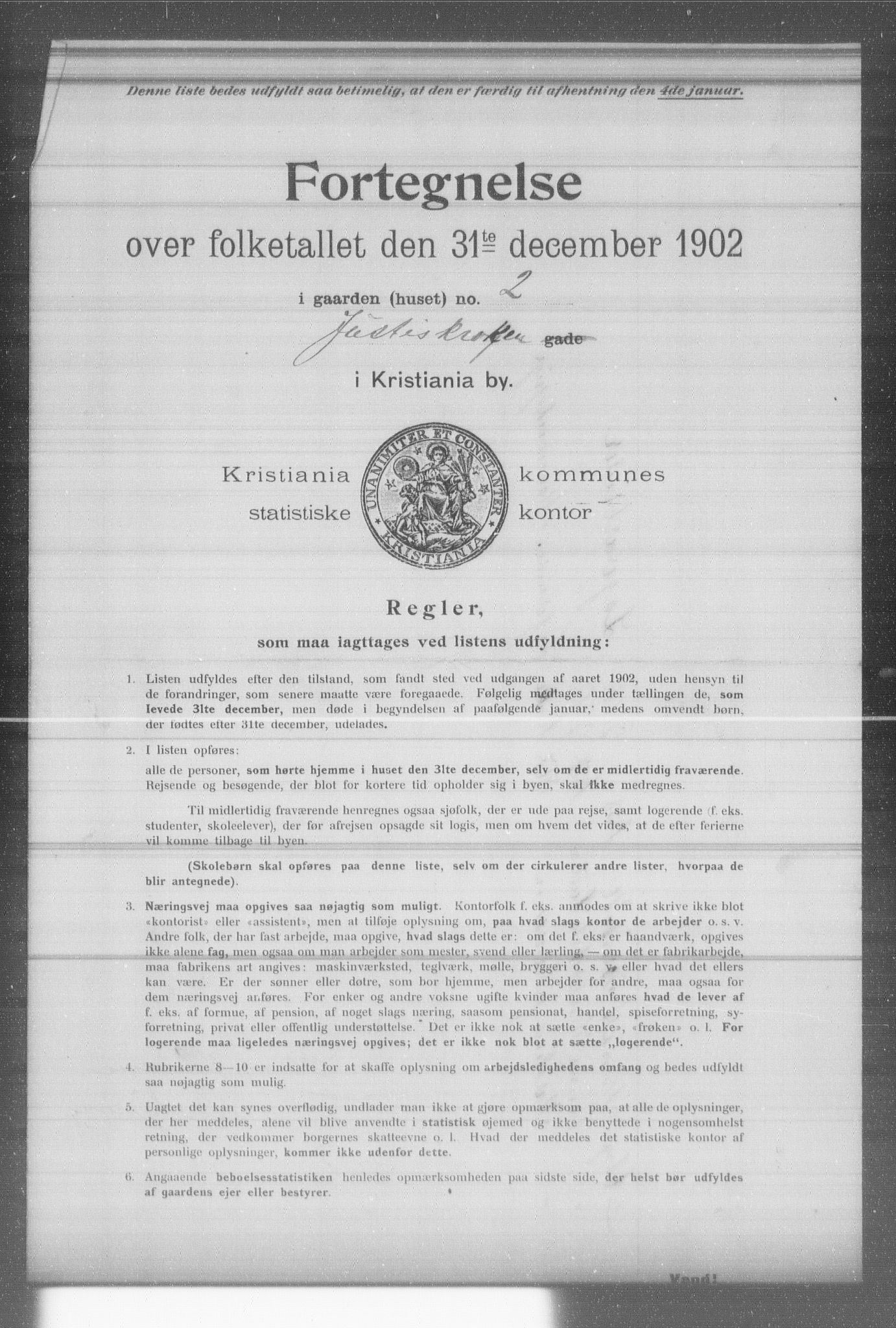 OBA, Kommunal folketelling 31.12.1902 for Kristiania kjøpstad, 1902, s. 9043