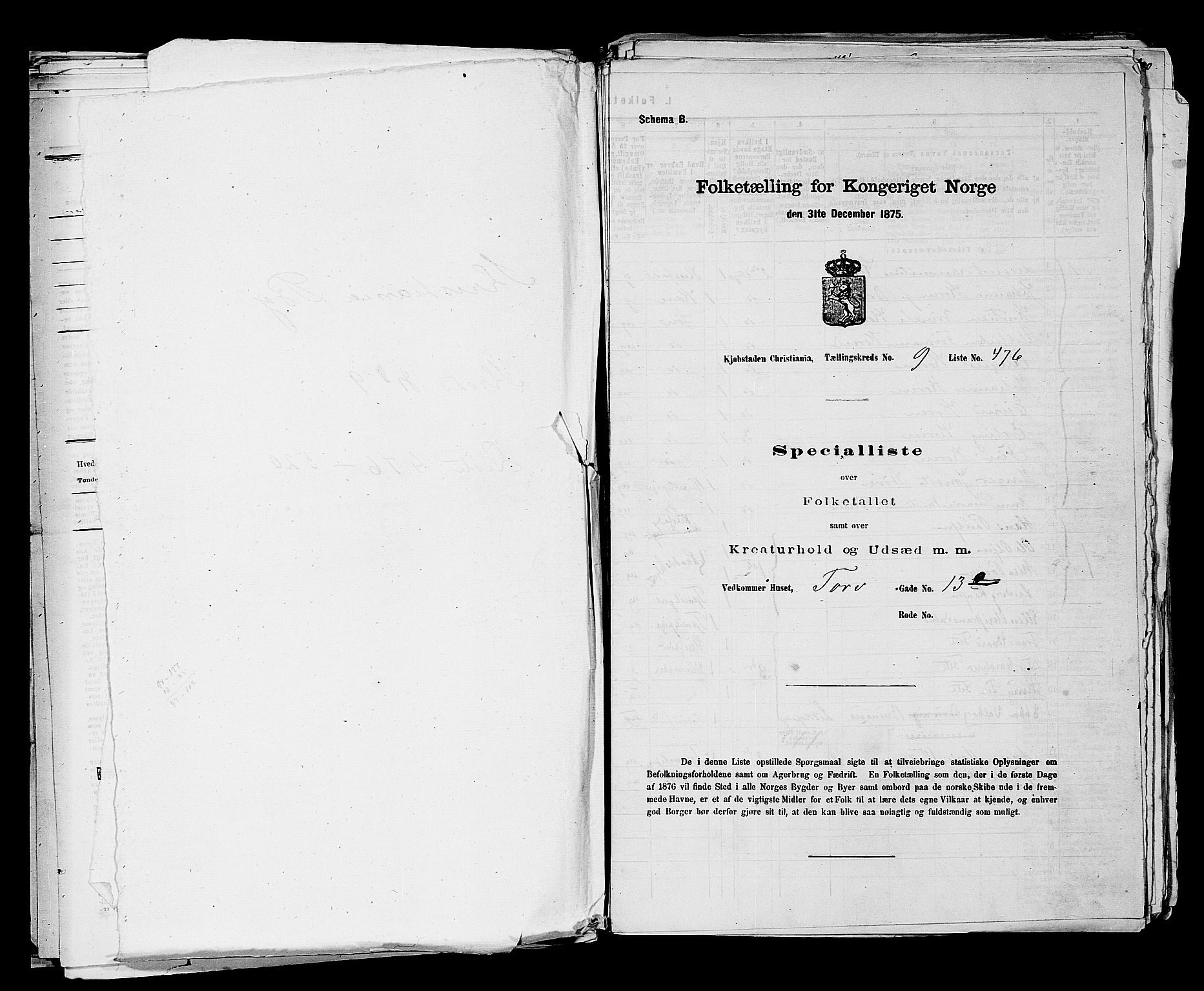 RA, Folketelling 1875 for 0301 Kristiania kjøpstad, 1875, s. 1405
