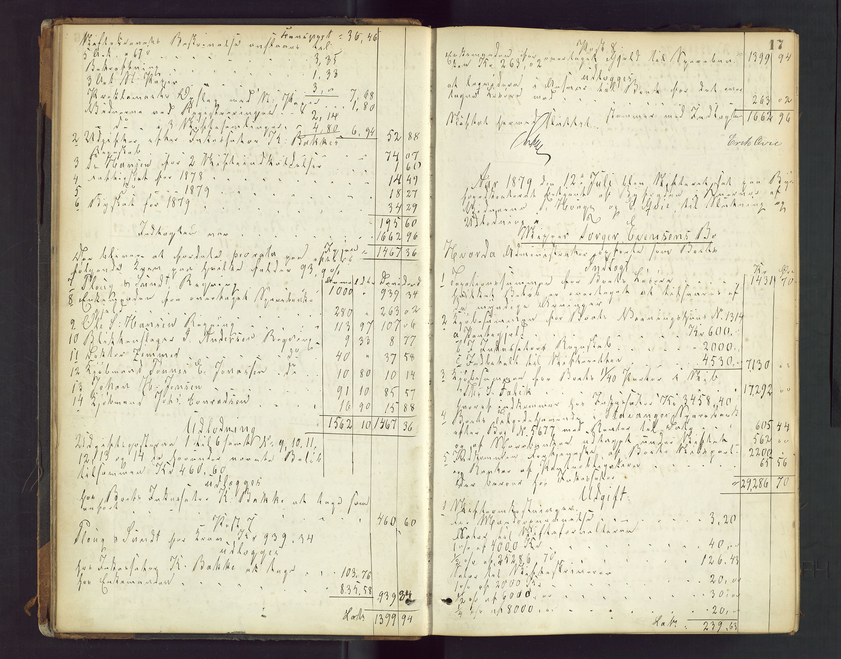 Stavanger byfogd, AV/SAST-A-101408/001/5/50/503BD/L0003: Skifteutlodningsprotokoll, 1878-1885, s. 17