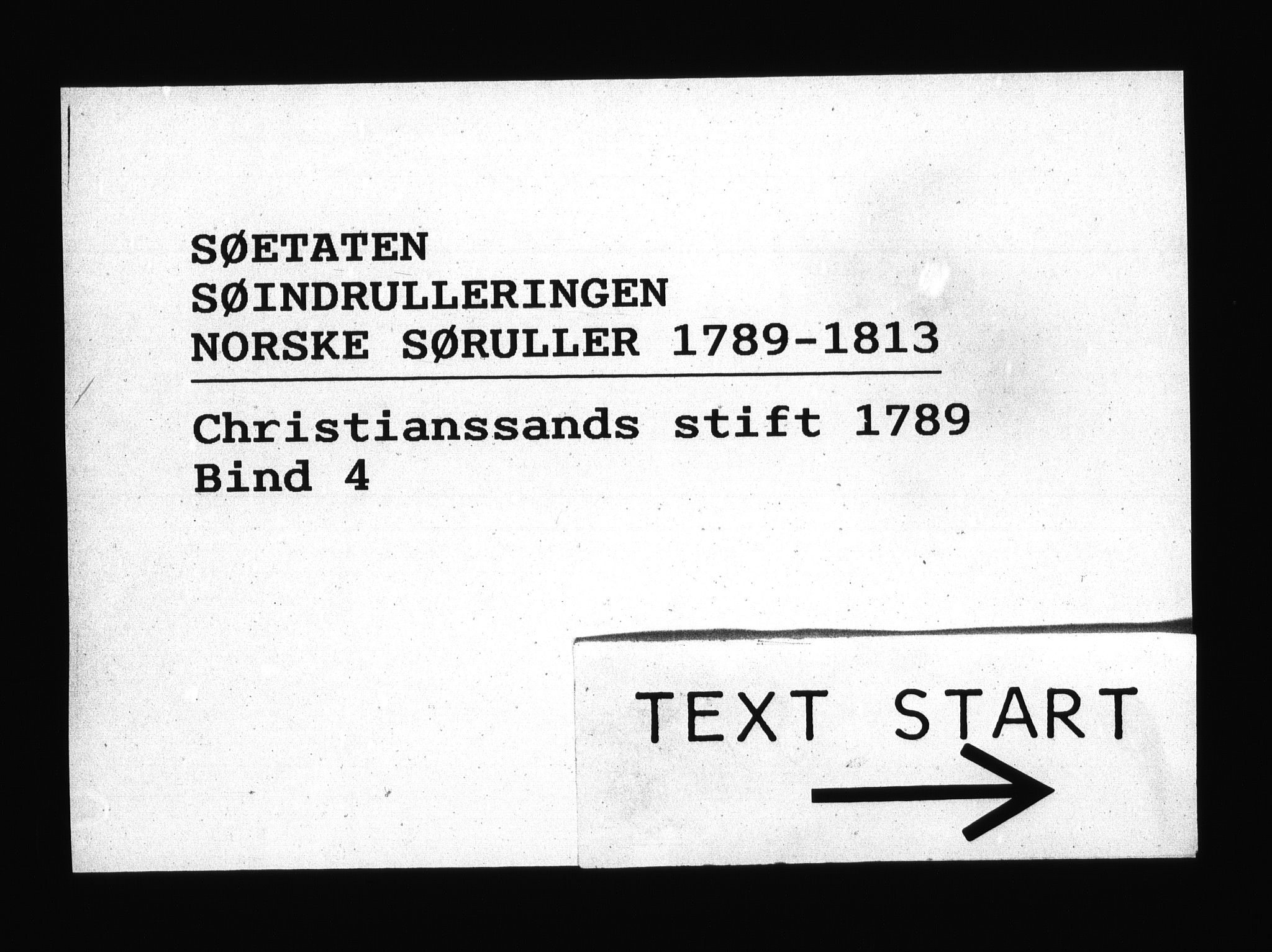 Sjøetaten, AV/RA-EA-3110/F/L0011: Kristiansand stift, bind 4, 1789