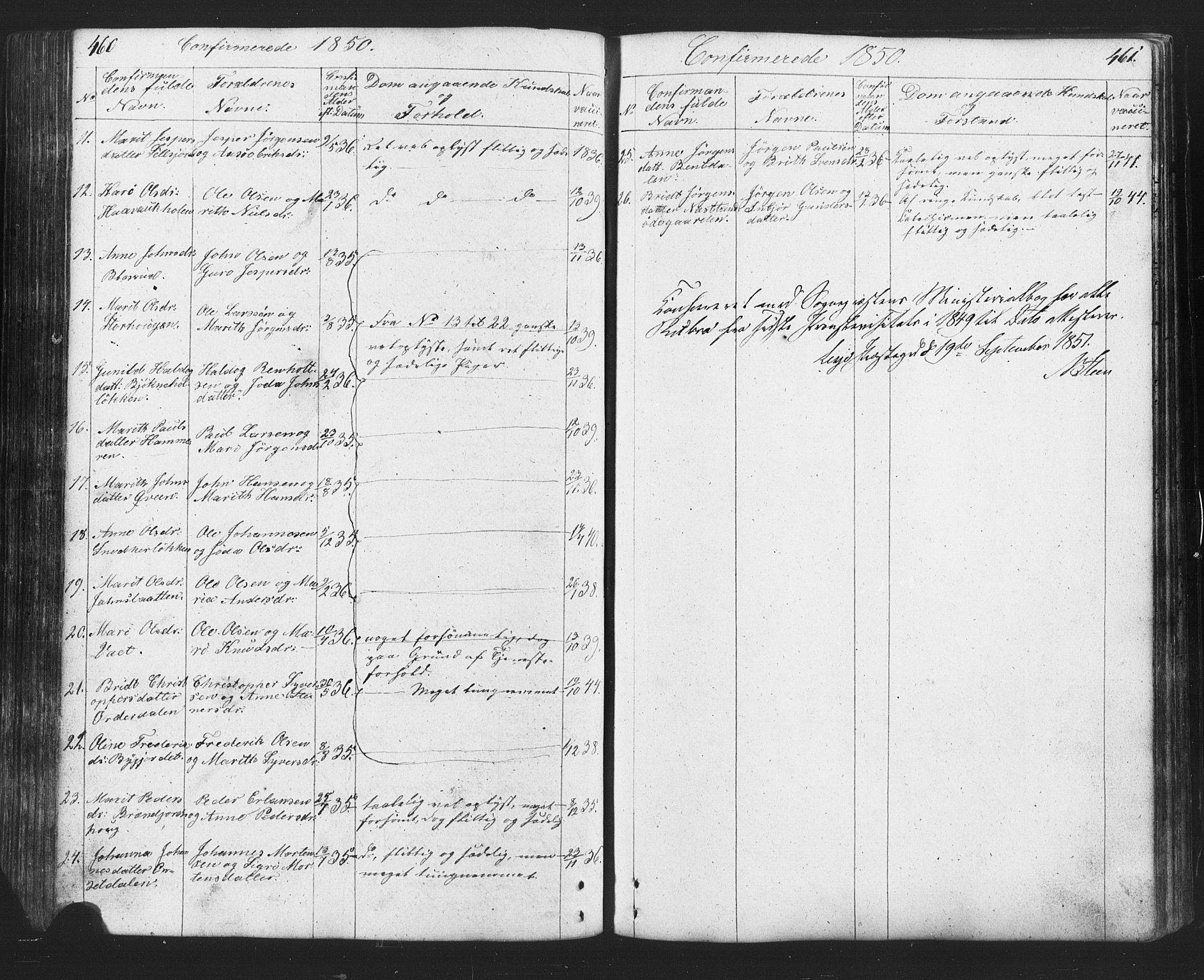 Lesja prestekontor, AV/SAH-PREST-068/H/Ha/Hab/L0002: Klokkerbok nr. 2, 1832-1850, s. 460-461