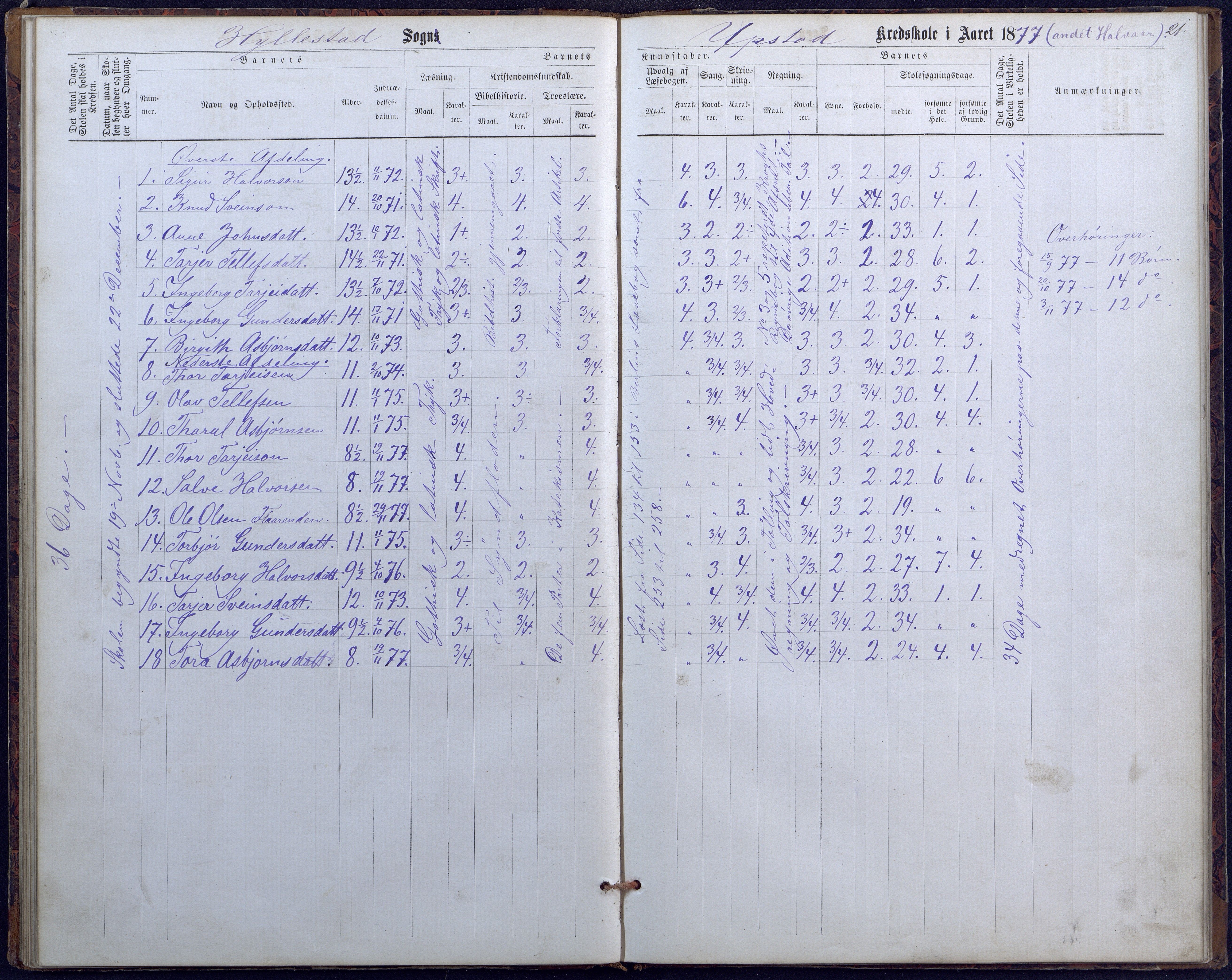 Hylestad kommune, AAKS/KA0939-PK/03/03b/L0010: Skoleprotokoll for Haugen skolekrets, 1867-1890, s. 21