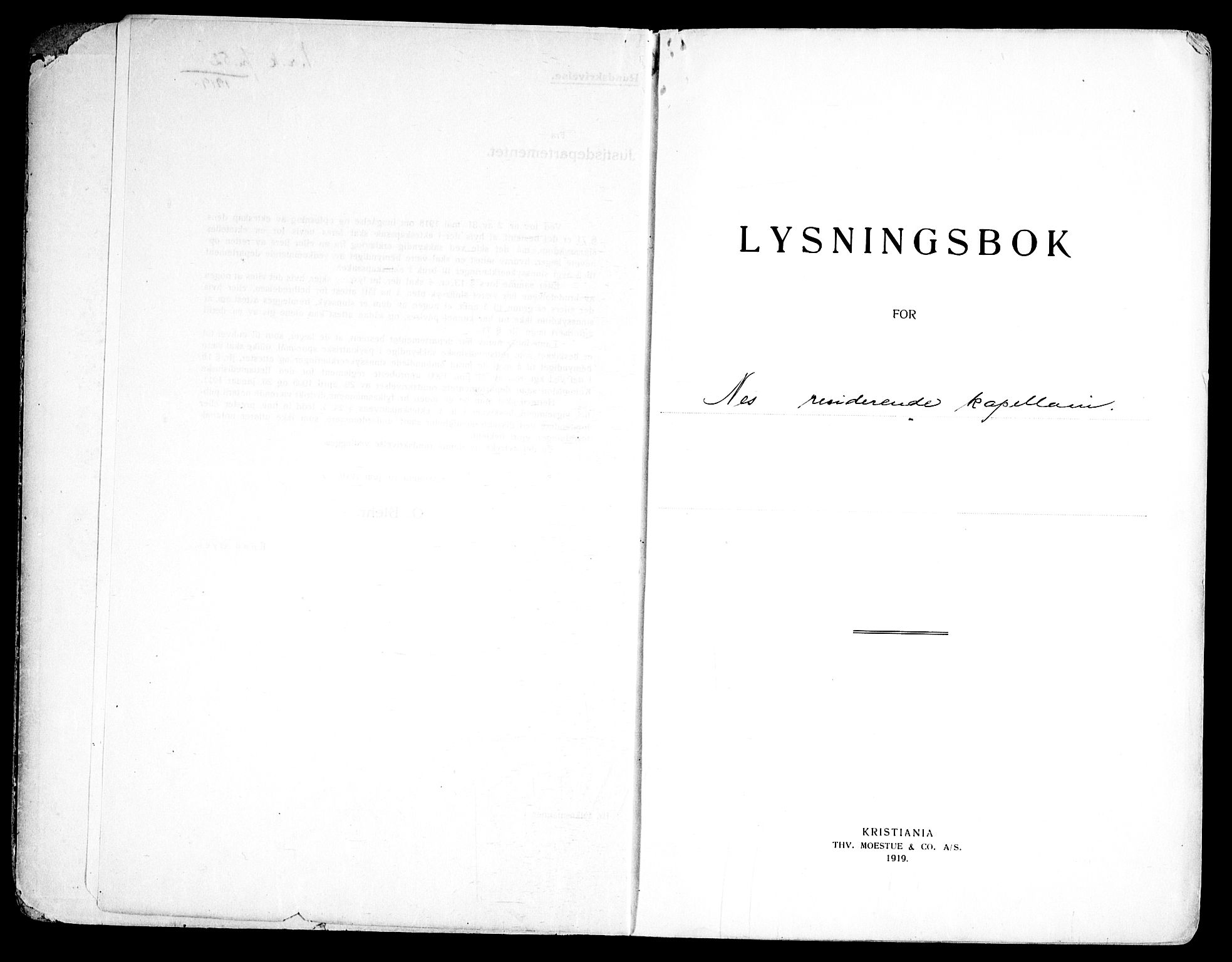 Nes prestekontor Kirkebøker, AV/SAO-A-10410/H/L0004: Lysningsprotokoll nr. 4, 1920-1961