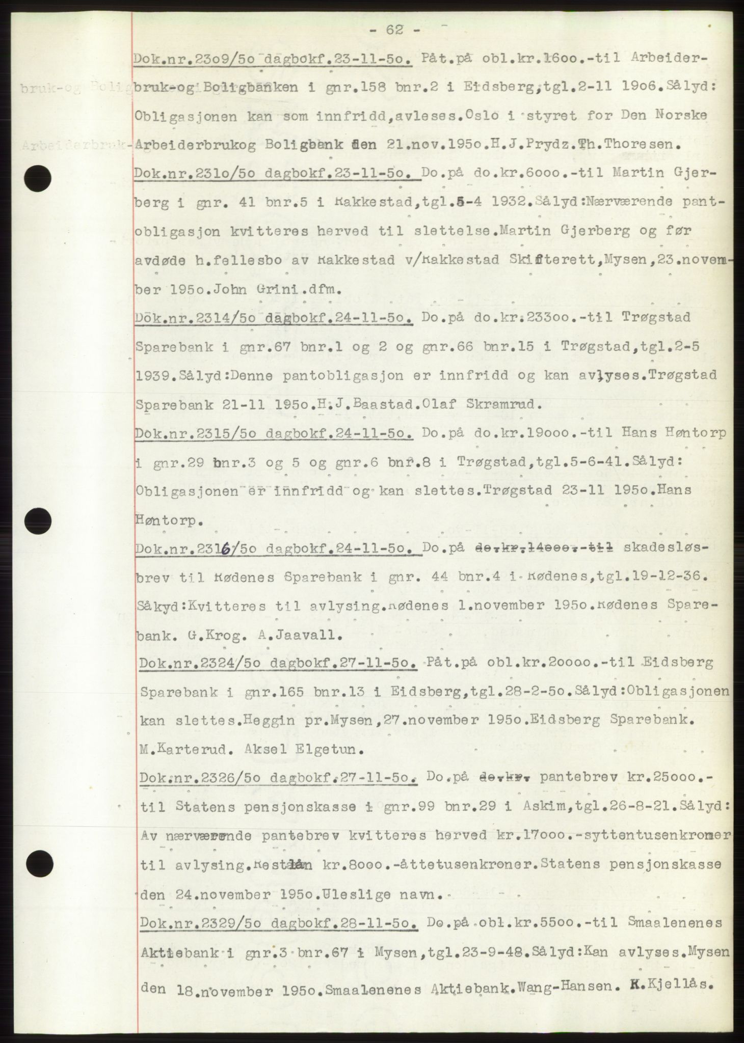 Rakkestad sorenskriveri, SAO/A-10686/G/Gb/Gba/Gbac/L0012: Pantebok nr. B1-4 og B16-20, 1949-1950, Dagboknr: 2309/1950