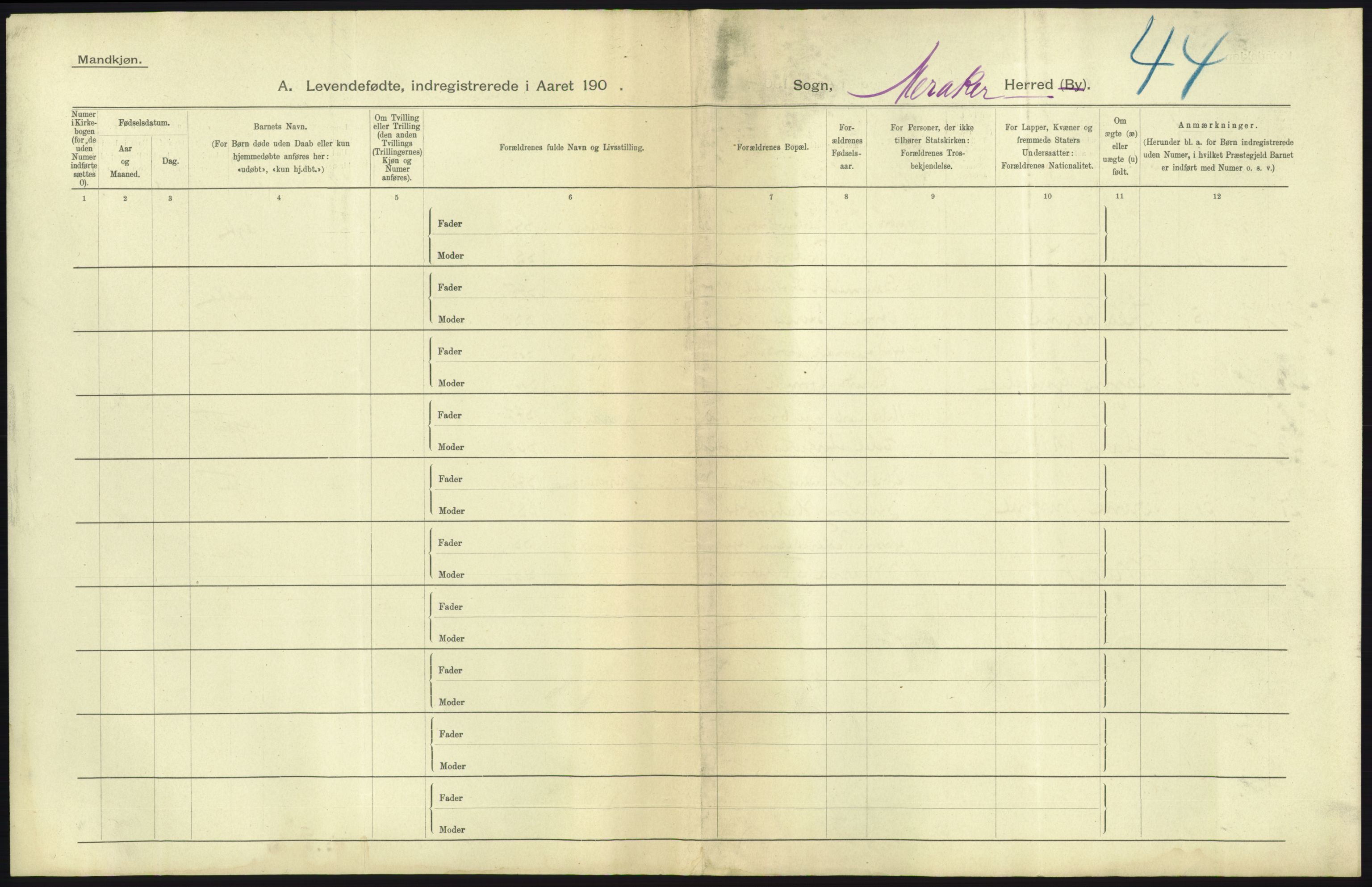 Statistisk sentralbyrå, Sosiodemografiske emner, Befolkning, RA/S-2228/D/Df/Dfa/Dfab/L0019: Nordre Trondhjems amt: Fødte, gifte, døde, 1904, s. 55