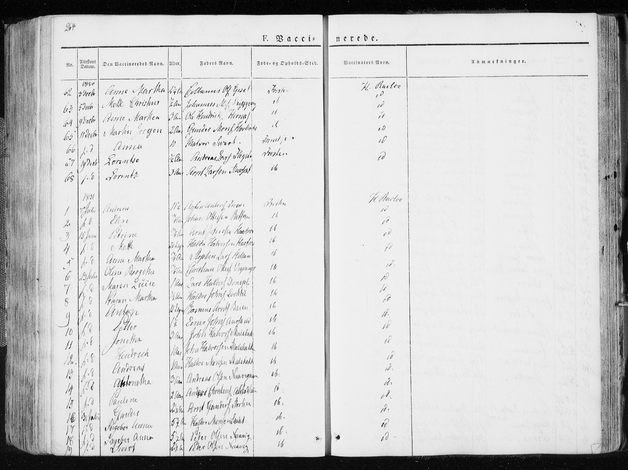 Ministerialprotokoller, klokkerbøker og fødselsregistre - Nord-Trøndelag, SAT/A-1458/713/L0114: Ministerialbok nr. 713A05, 1827-1839, s. 264