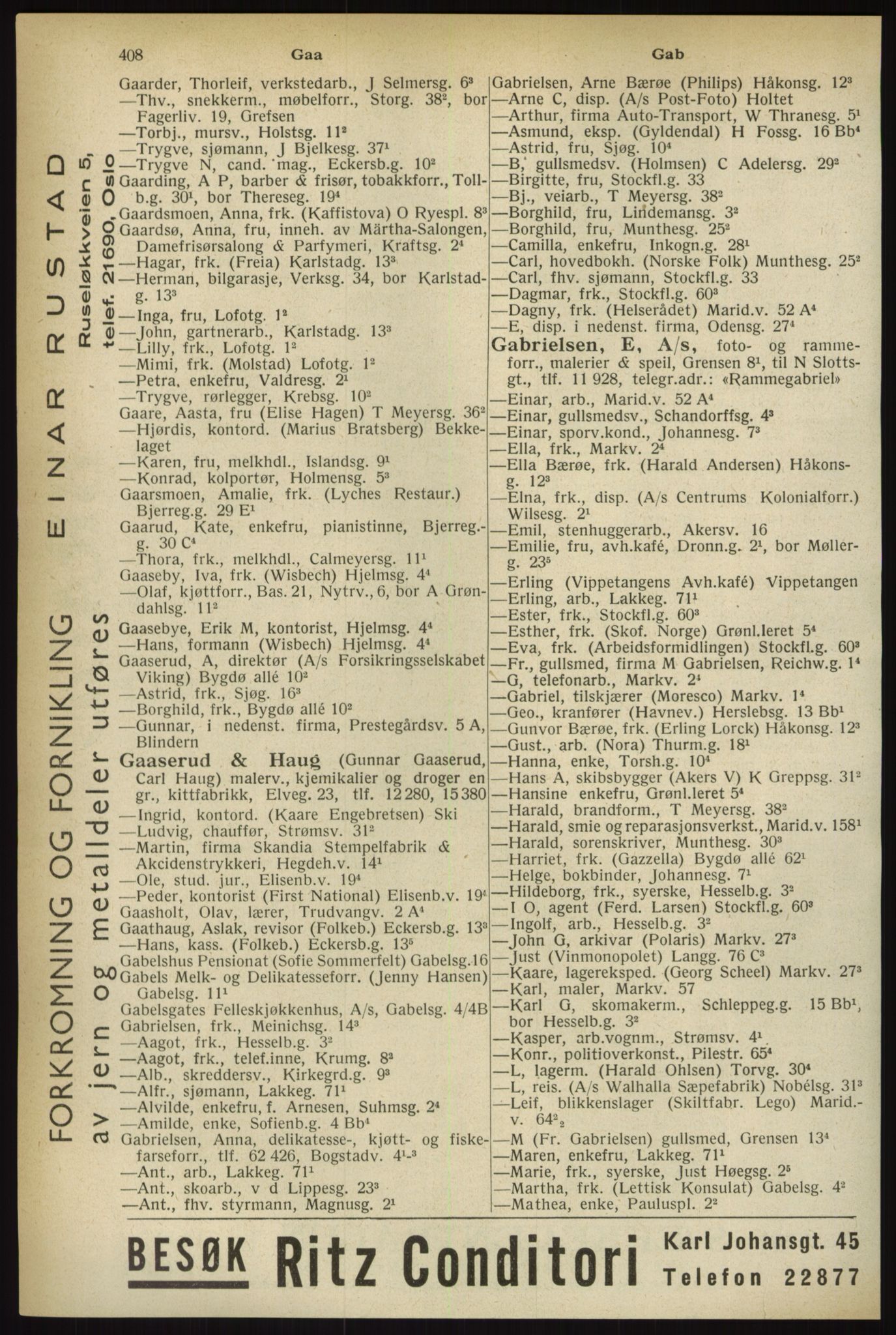 Kristiania/Oslo adressebok, PUBL/-, 1933, s. 408