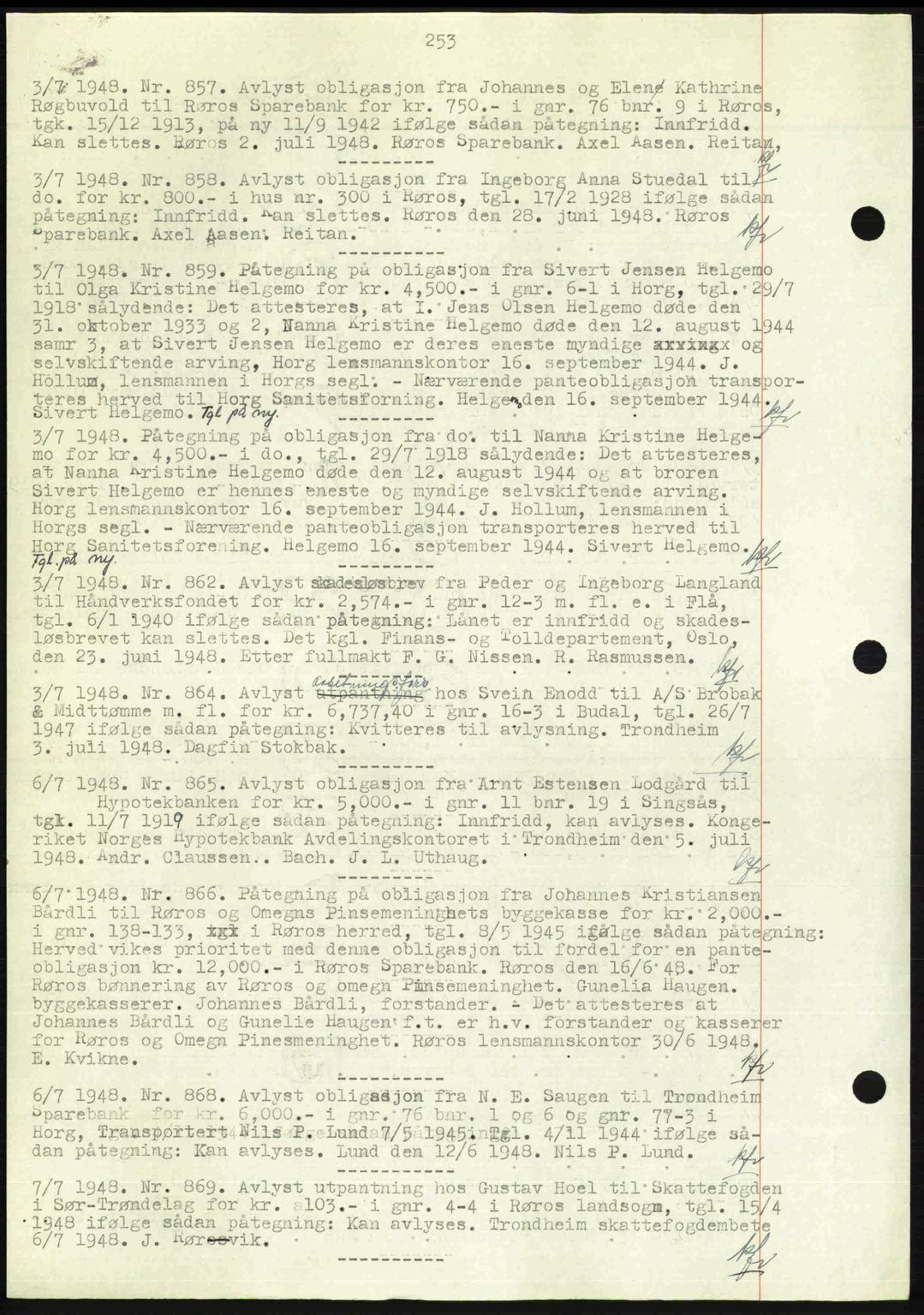 Gauldal sorenskriveri, SAT/A-0014/1/2/2C: Pantebok nr. A6, 1948-1948, Dagboknr: 857/1948