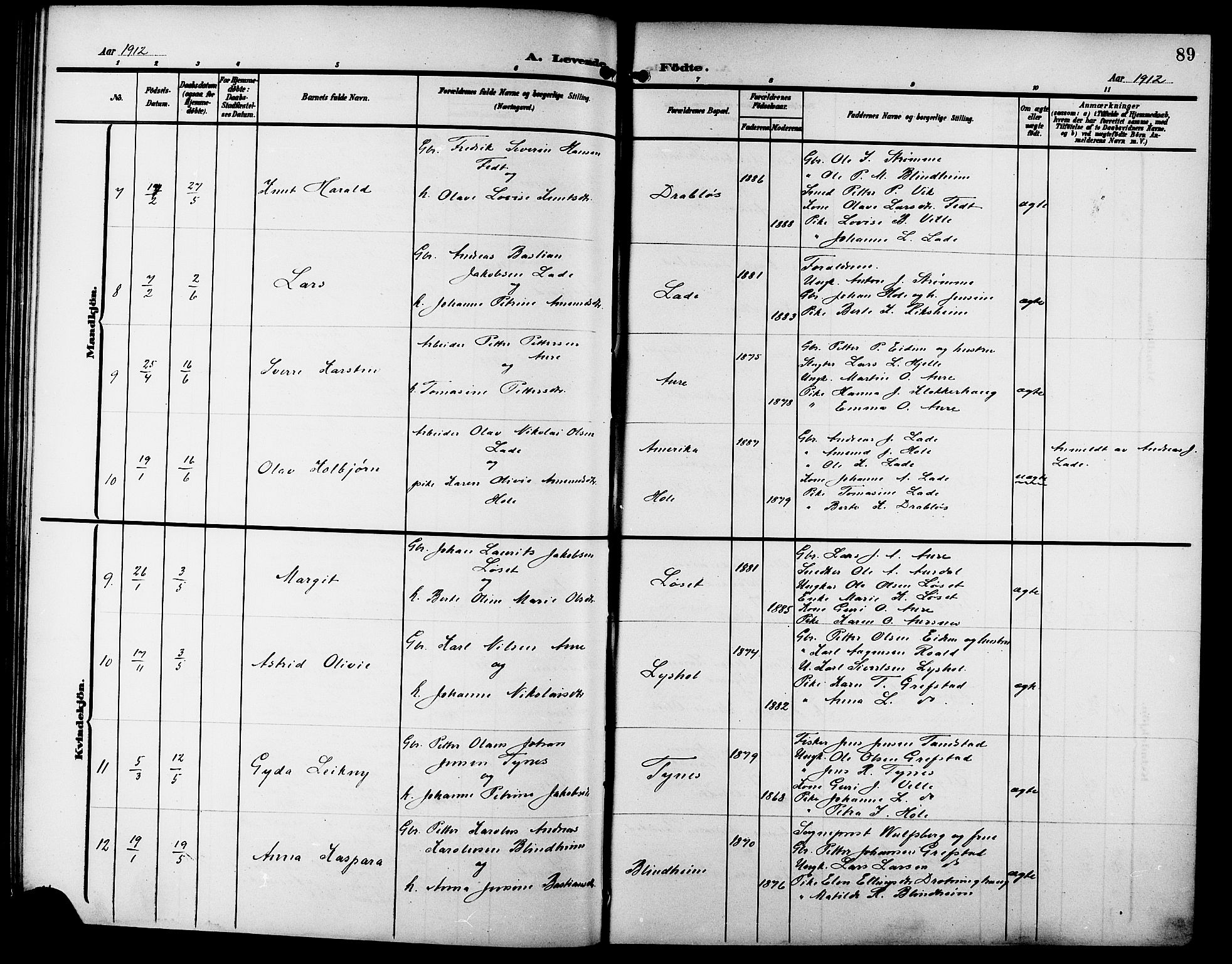 Ministerialprotokoller, klokkerbøker og fødselsregistre - Møre og Romsdal, SAT/A-1454/523/L0341: Klokkerbok nr. 523C04, 1903-1916, s. 89