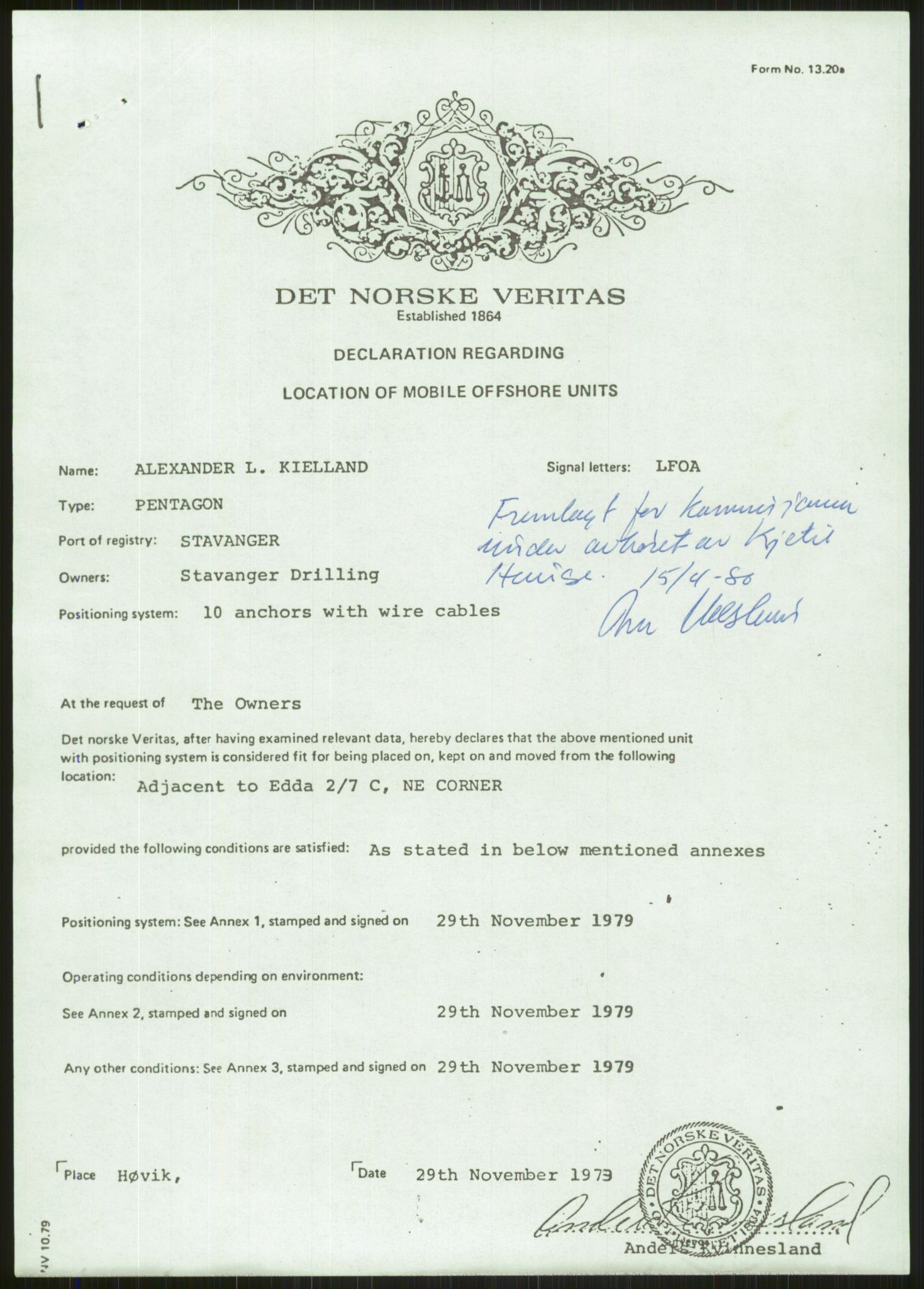 Justisdepartementet, Granskningskommisjonen ved Alexander Kielland-ulykken 27.3.1980, AV/RA-S-1165/D/L0001: 0001-0002 Avhørskommisjonen - navnelister og protokoller fra avhør/0003 Survey report, 1980-1981, s. 65