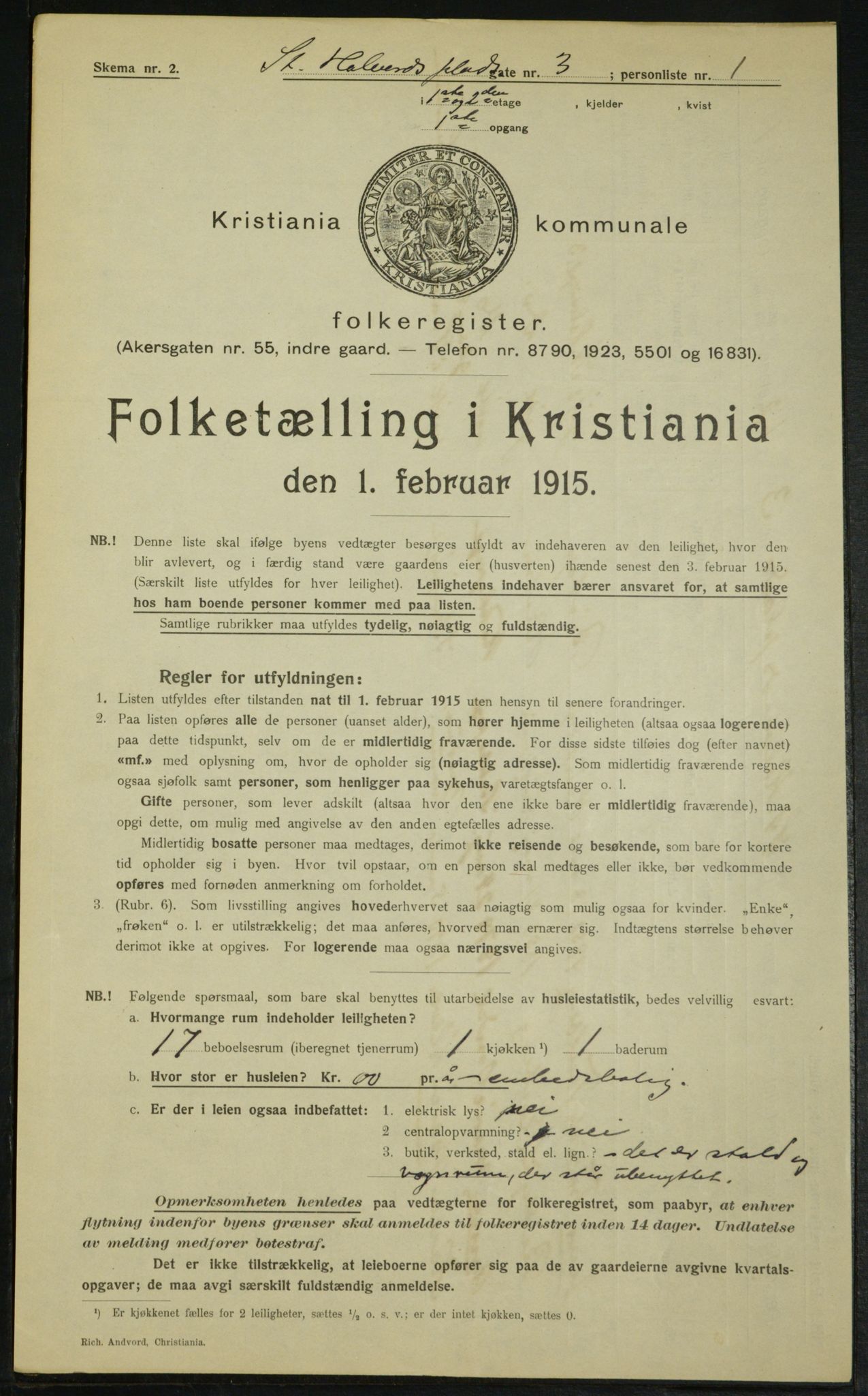 OBA, Kommunal folketelling 1.2.1915 for Kristiania, 1915, s. 87600