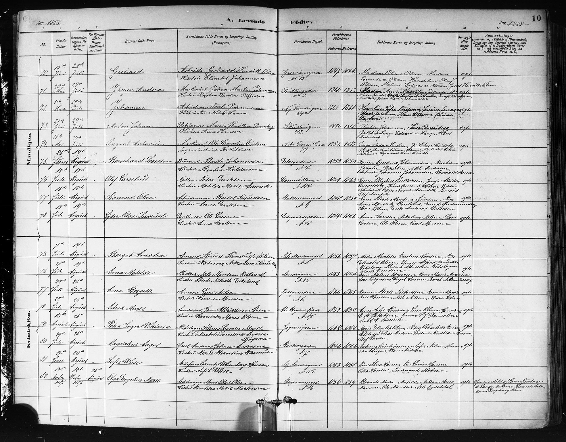 Sandviken Sokneprestembete, AV/SAB-A-77601/H/Hb/L0002: Klokkerbok nr. A 3, 1888-1902, s. 10