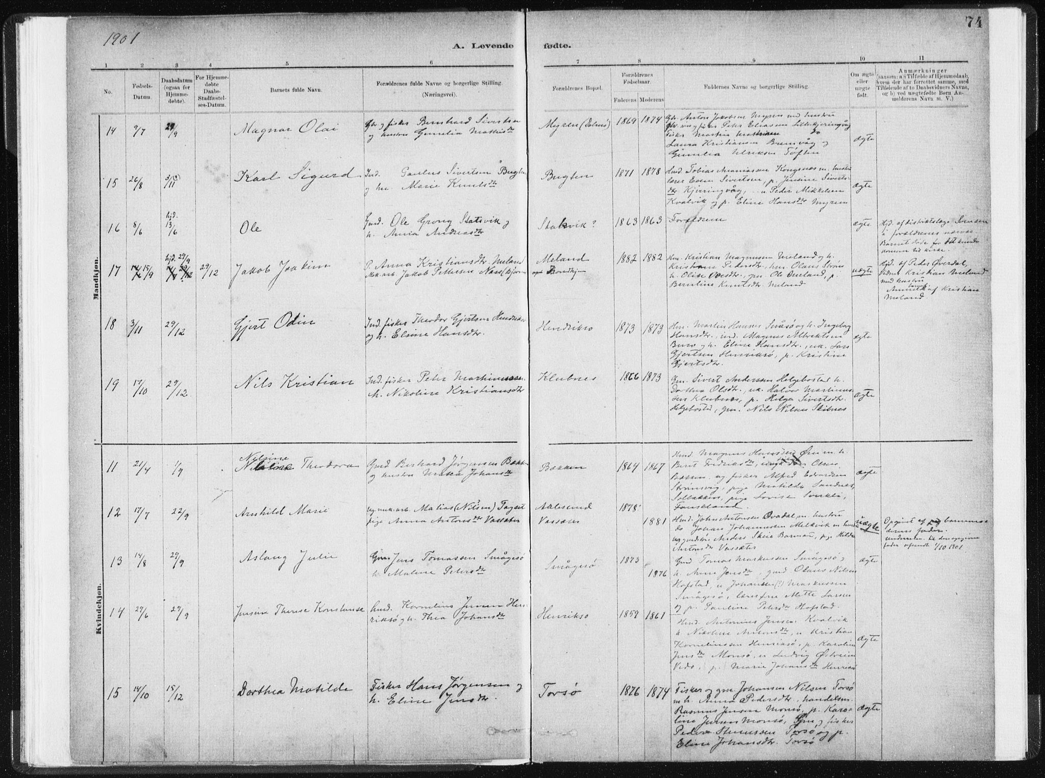 Ministerialprotokoller, klokkerbøker og fødselsregistre - Sør-Trøndelag, SAT/A-1456/634/L0533: Ministerialbok nr. 634A09, 1882-1901, s. 74