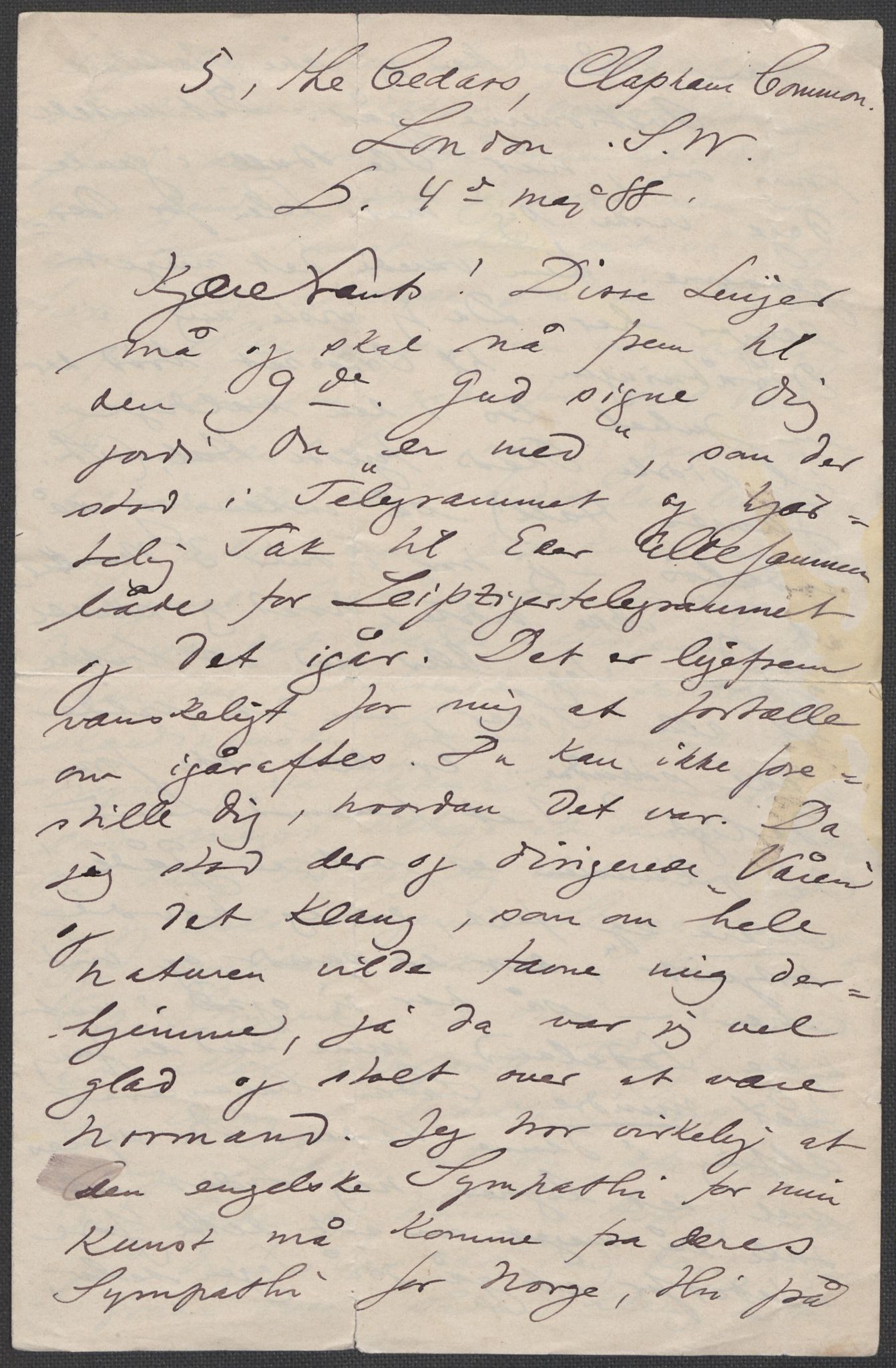 Beyer, Frants, RA/PA-0132/F/L0001: Brev fra Edvard Grieg til Frantz Beyer og "En del optegnelser som kan tjene til kommentar til brevene" av Marie Beyer, 1872-1907, s. 282