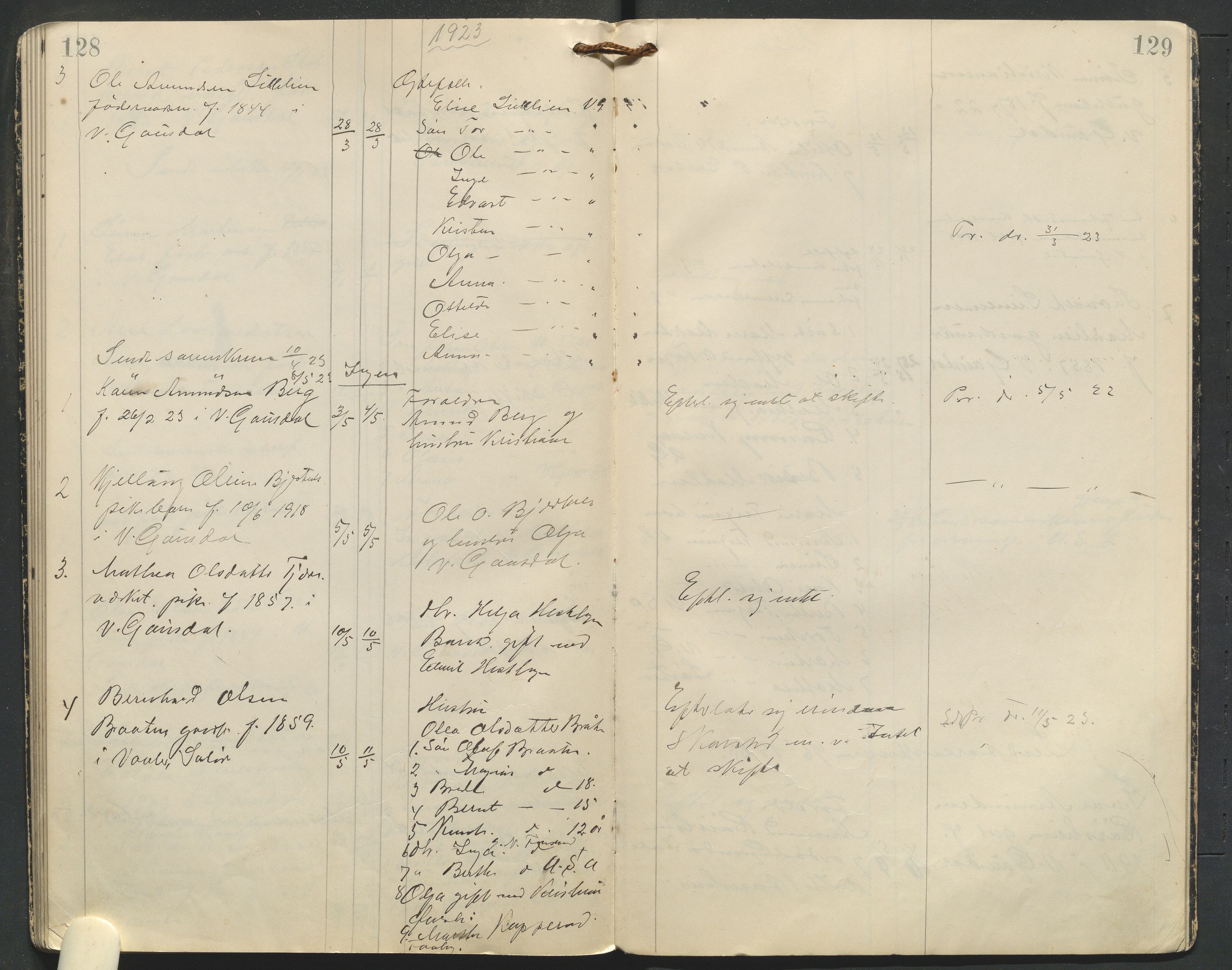 Vestre Gausdal lensmannskontor, AV/SAH-PGV-015/H/Ha/Haa/L0001/0001: Dødsfallsprotokoller / Dødsfallsprotokoll, 1909-1924, s. 128-129