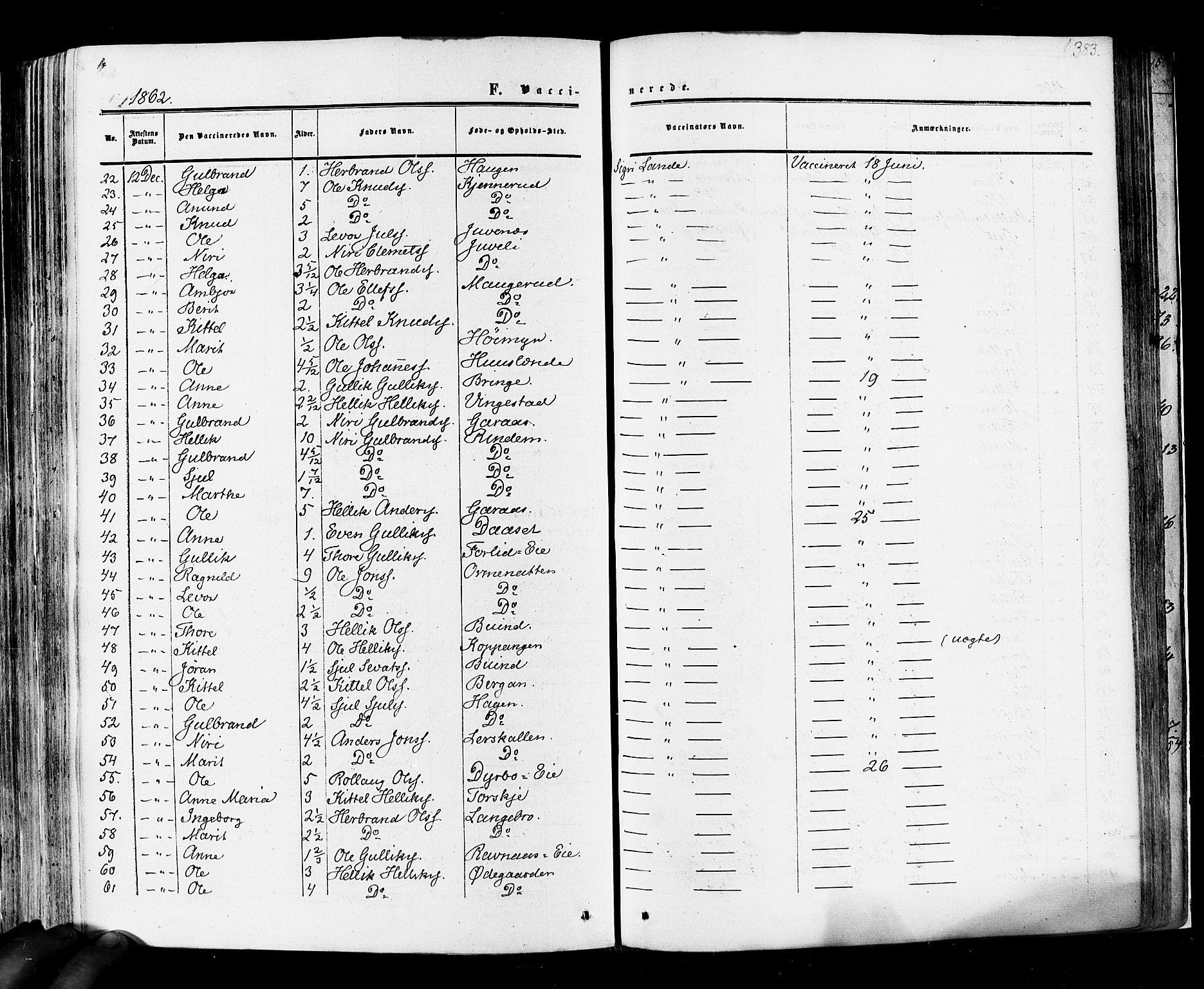 Flesberg kirkebøker, AV/SAKO-A-18/F/Fa/L0007: Ministerialbok nr. I 7, 1861-1878, s. 383