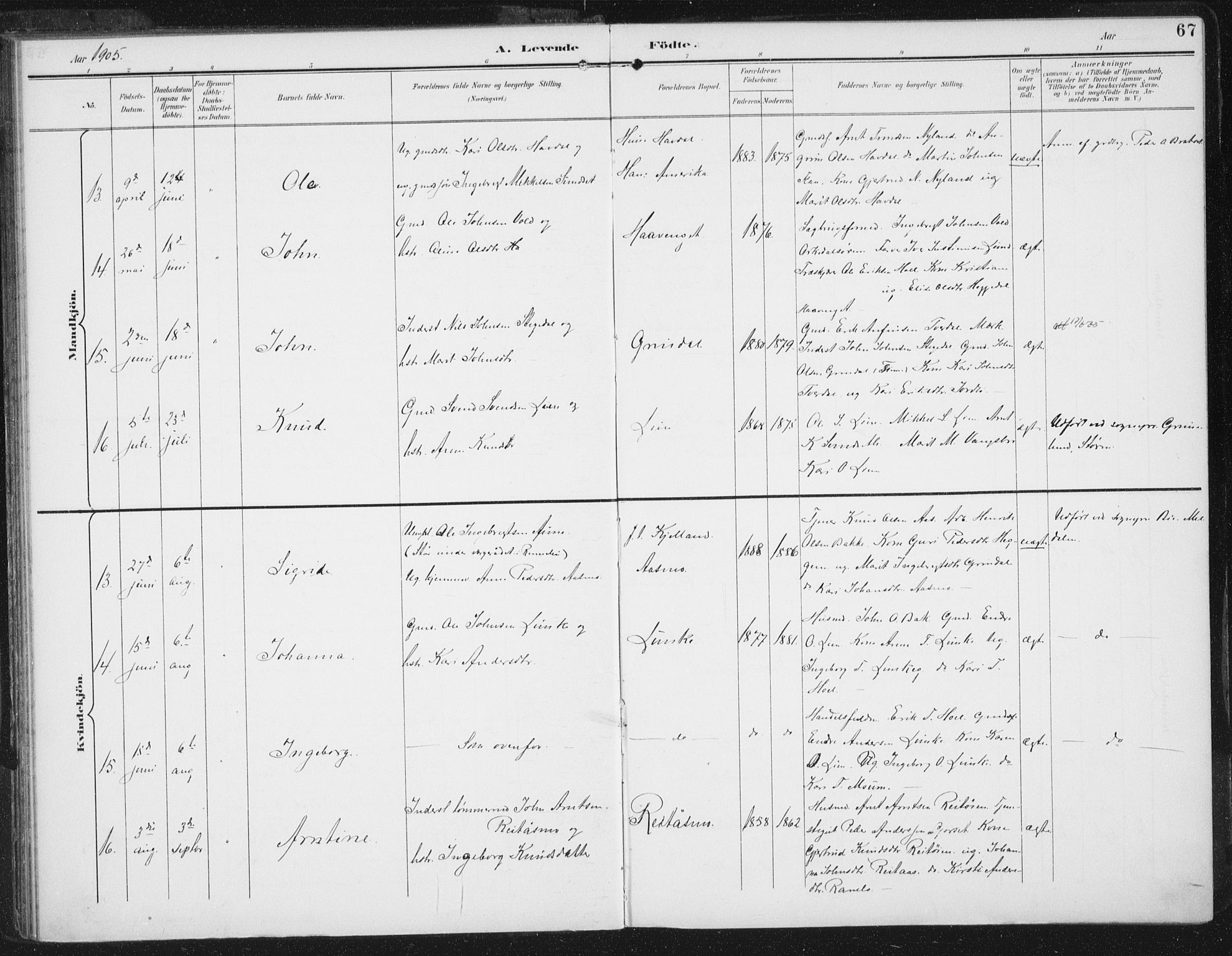 Ministerialprotokoller, klokkerbøker og fødselsregistre - Sør-Trøndelag, AV/SAT-A-1456/674/L0872: Ministerialbok nr. 674A04, 1897-1907, s. 67