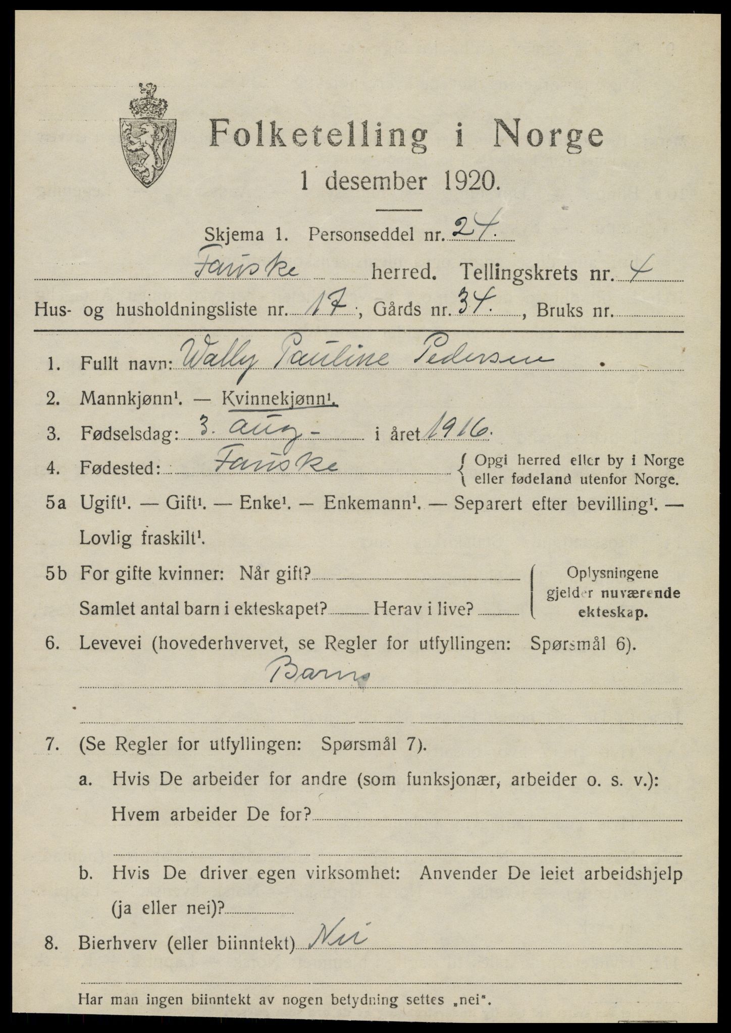 SAT, Folketelling 1920 for 1841 Fauske herred, 1920, s. 4786