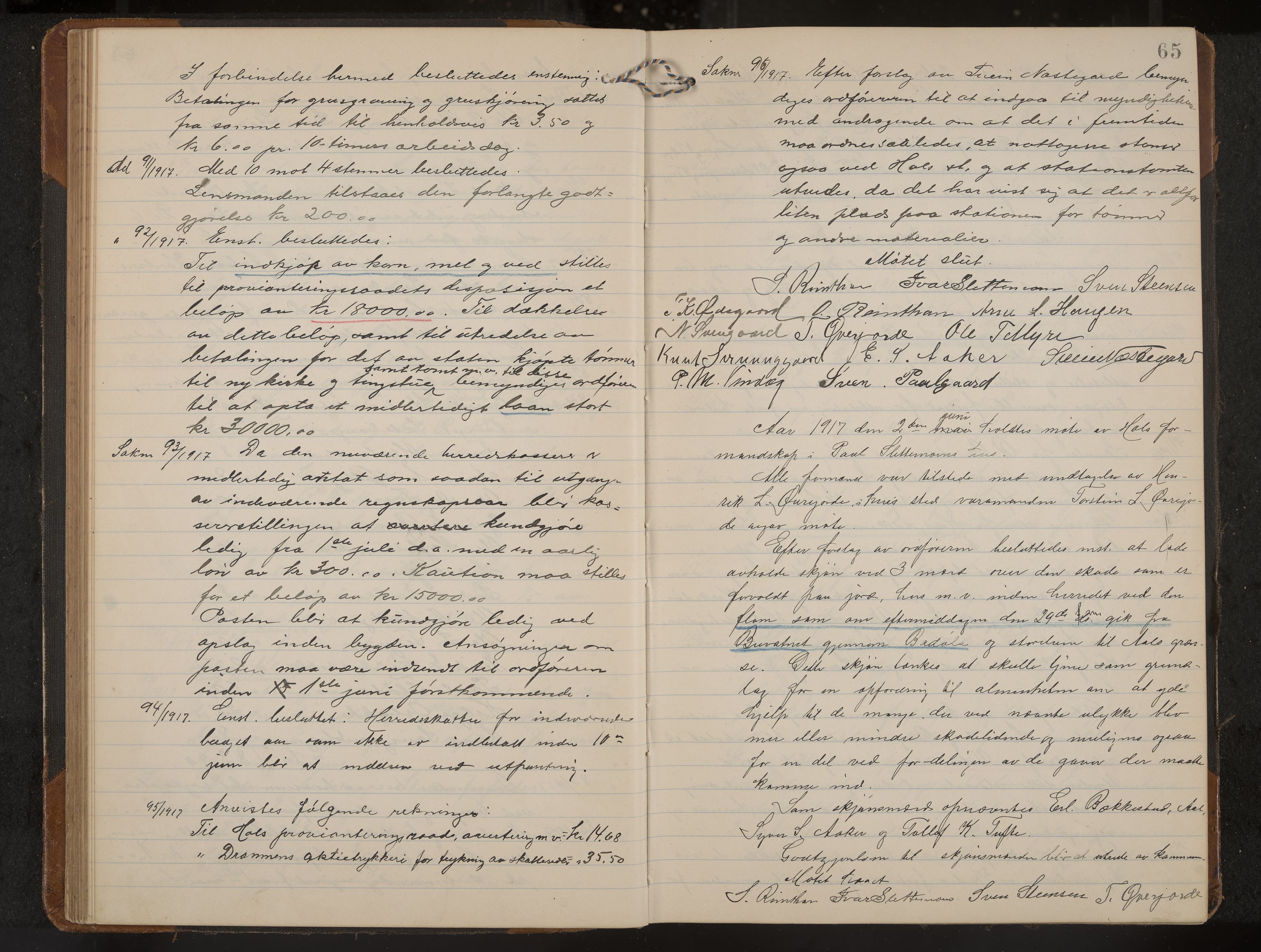 Hol formannskap og sentraladministrasjon, IKAK/0620021-1/A/L0006: Møtebok, 1916-1922, s. 65