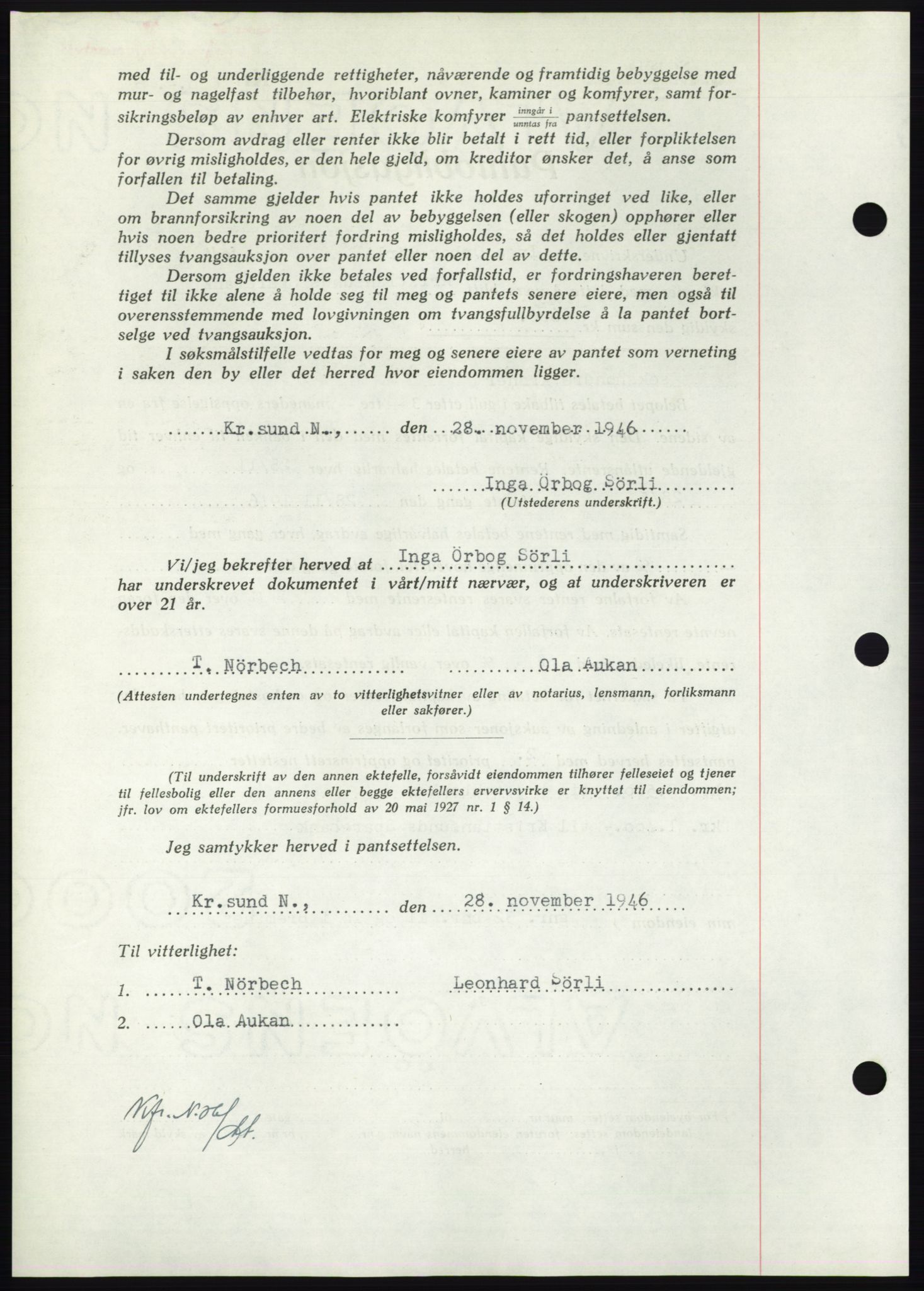 Nordmøre sorenskriveri, AV/SAT-A-4132/1/2/2Ca: Pantebok nr. B95, 1946-1947, Dagboknr: 2547/1946