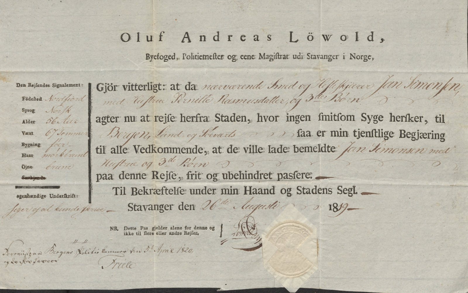 Bergen politikammer / politidistrikt, SAB/A-60401/L.b, 1816-1822, s. 22