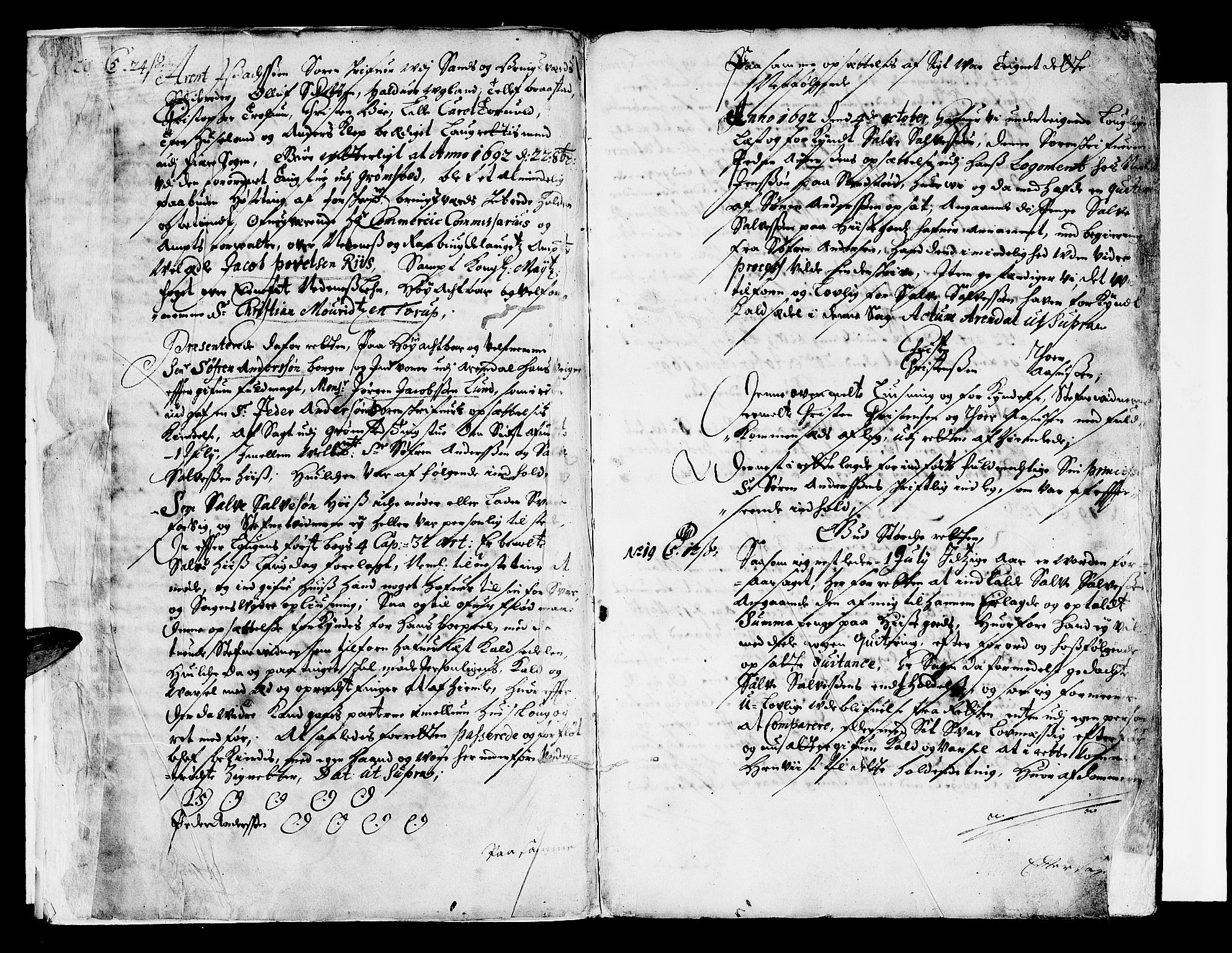 Nedenes sorenskriveri før 1824, SAK/1221-0007/F/Fa/L0007: Tingbok med register nr 4, 1692-1696, s. 2b-3a