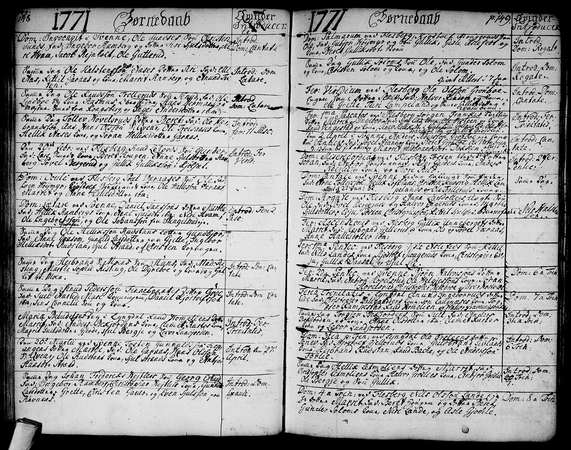 Flesberg kirkebøker, AV/SAKO-A-18/F/Fa/L0003: Ministerialbok nr. I 3, 1748-1790, s. 148-149