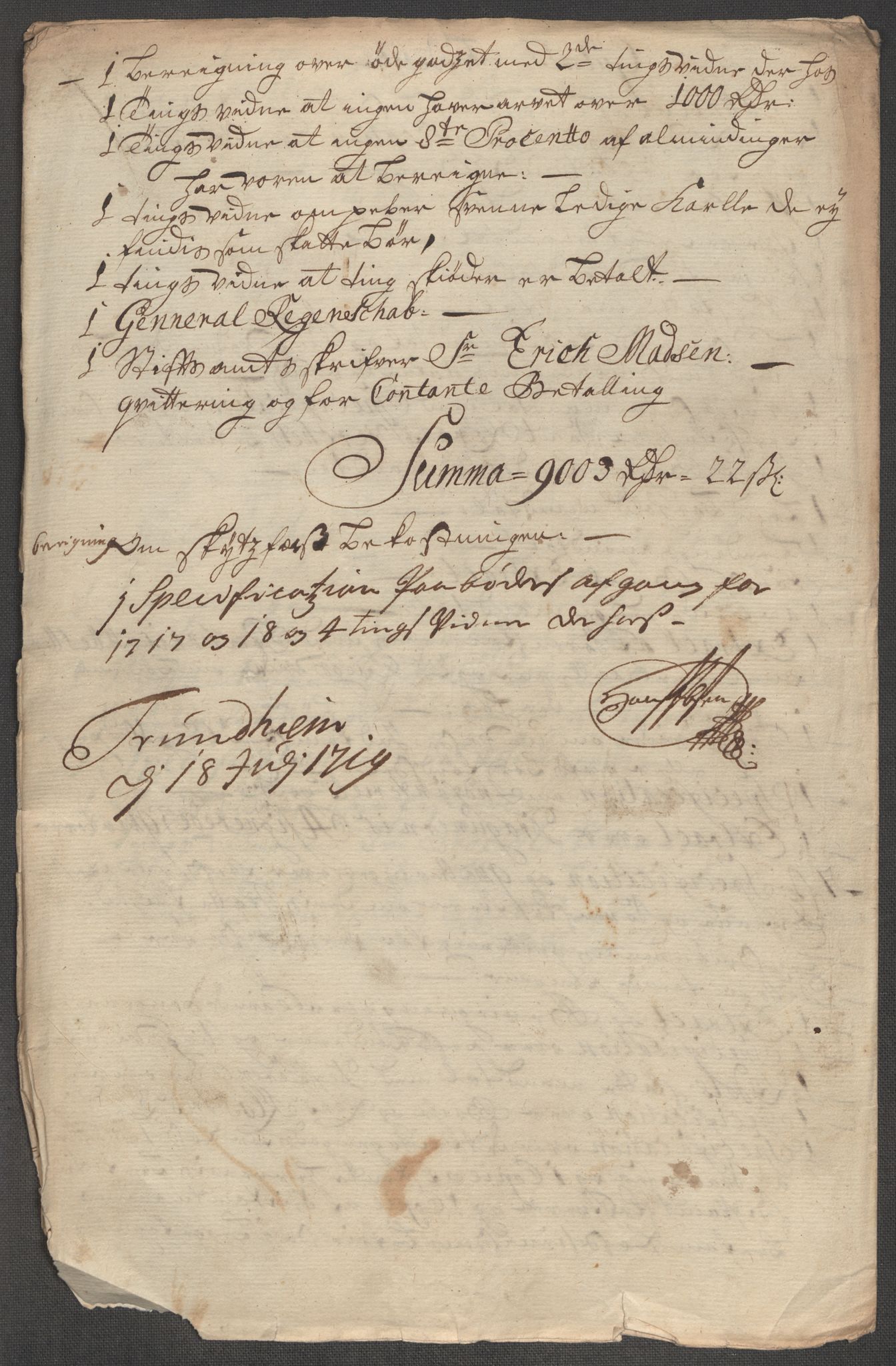 Rentekammeret inntil 1814, Reviderte regnskaper, Fogderegnskap, AV/RA-EA-4092/R60/L3972: Fogderegnskap Orkdal og Gauldal, 1718, s. 625